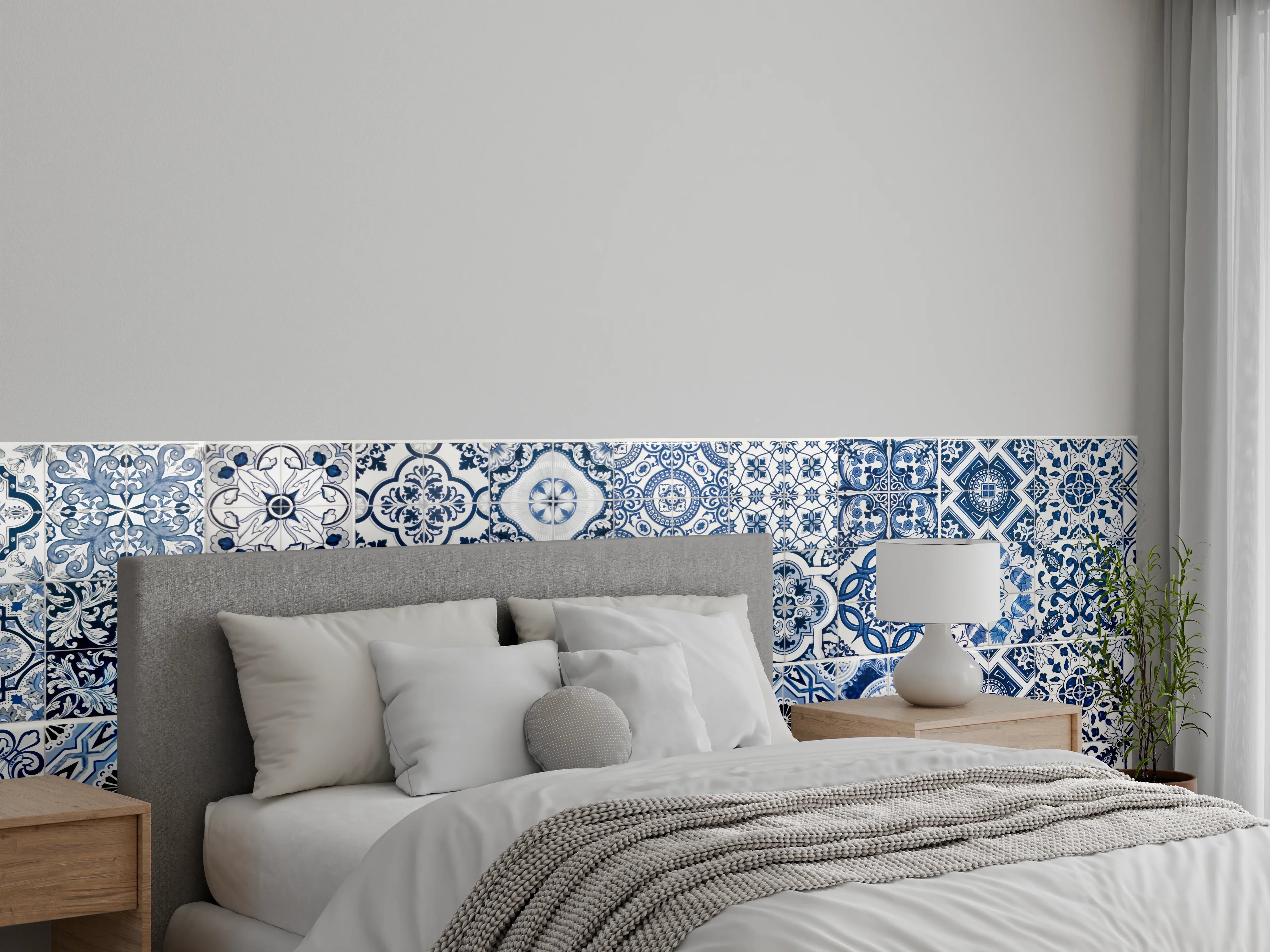 Wandverkleidung Schlafzimmer - Blaue portugiesische Azulejo-Fliesen