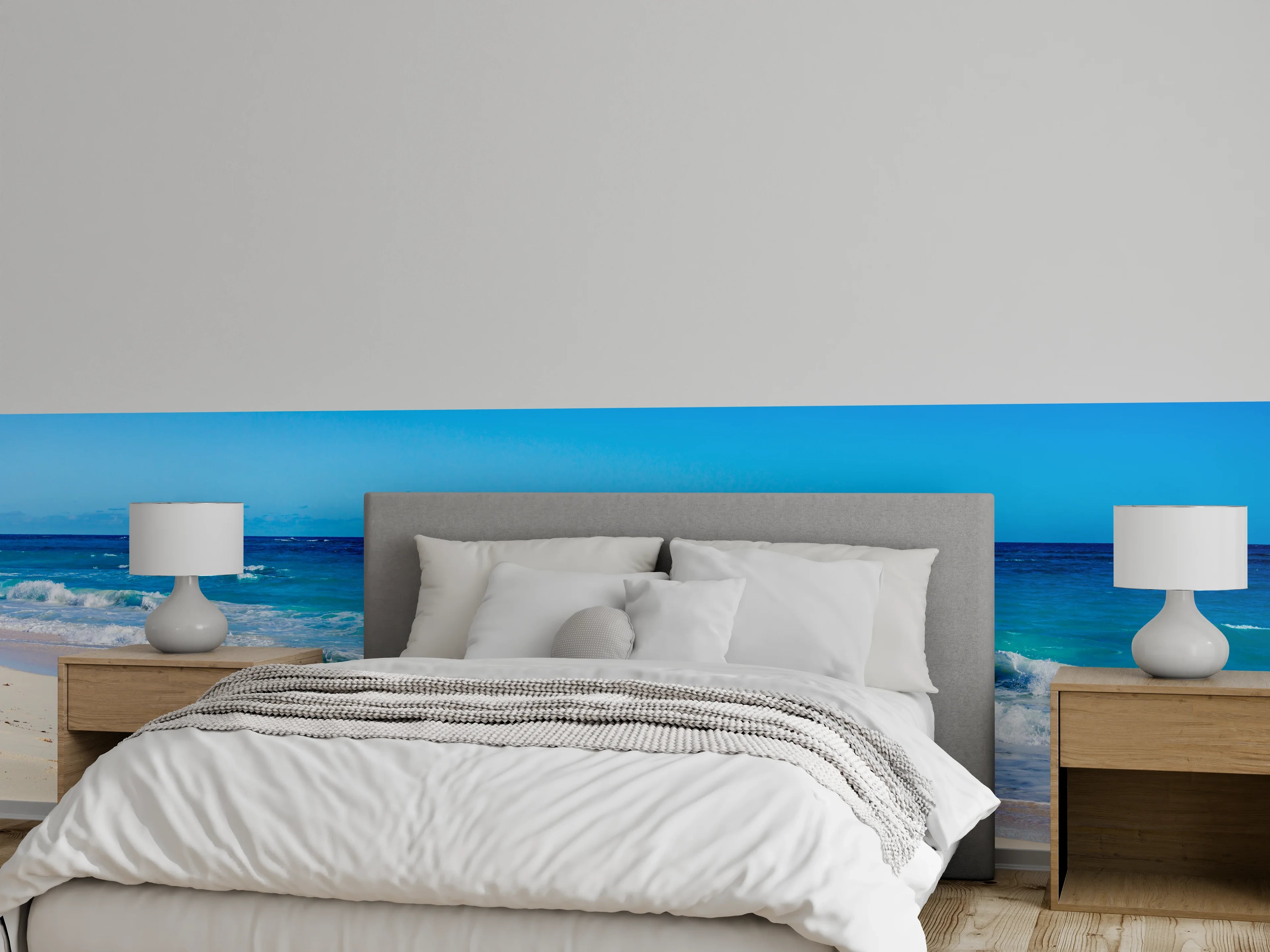 Wandverkleidung Schlafzimmer - Blauer Himmel über sonnigem Strand