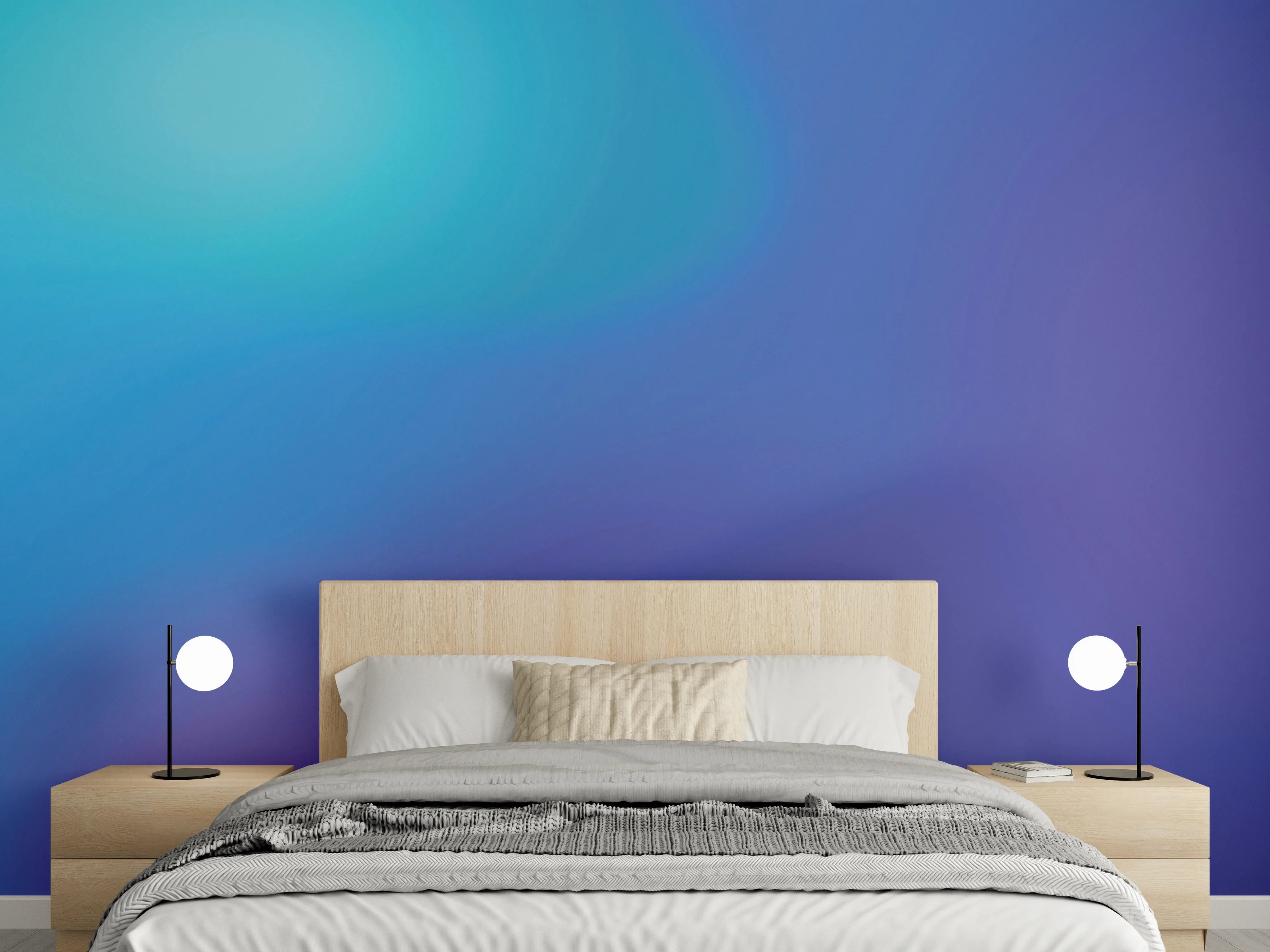 Wandverkleidung Schlafzimmer - Blaues Farbverlauf-Design Deko