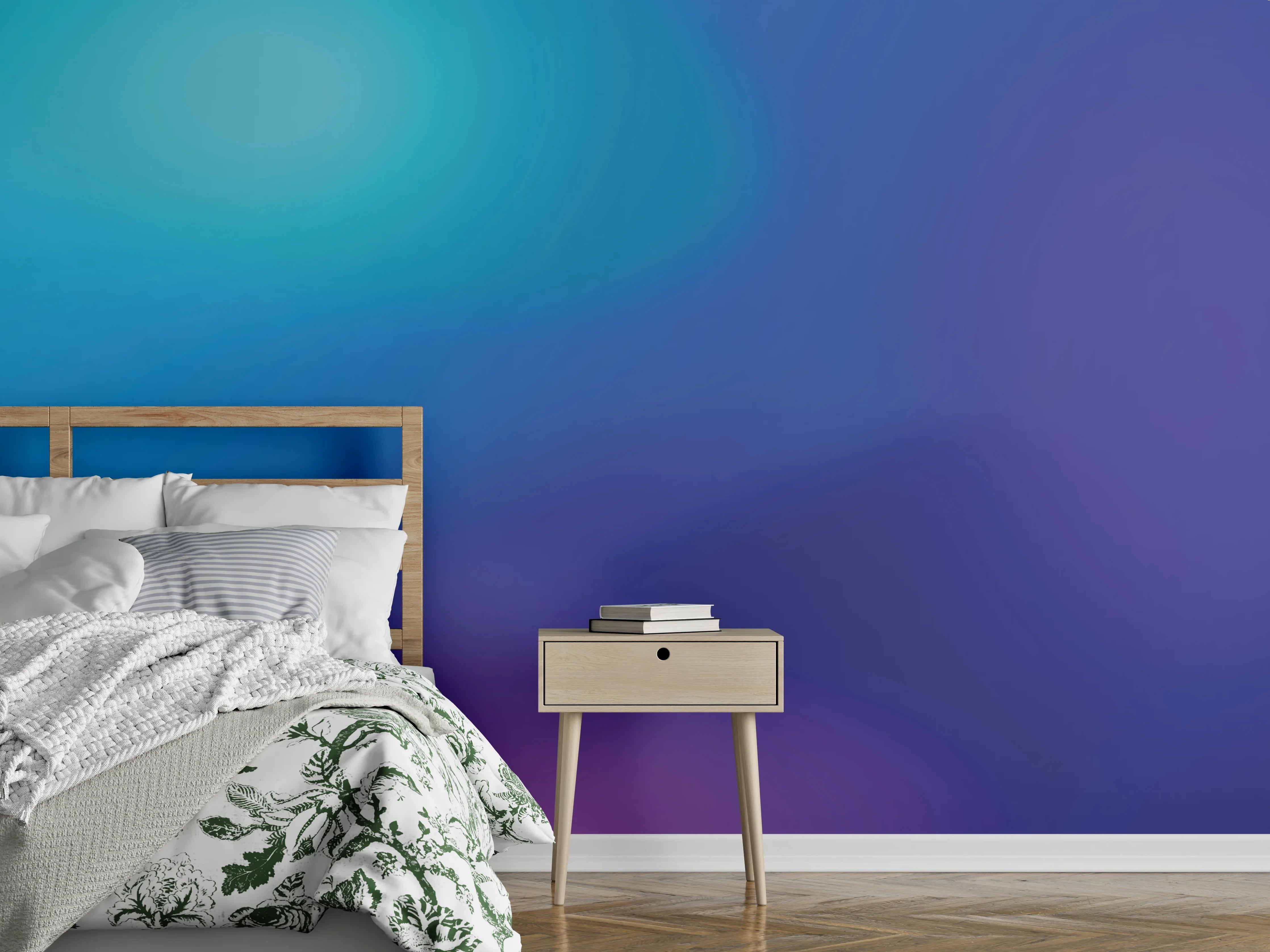 Wandverkleidung Schlafzimmer - Blaues Farbverlauf-Design Deko