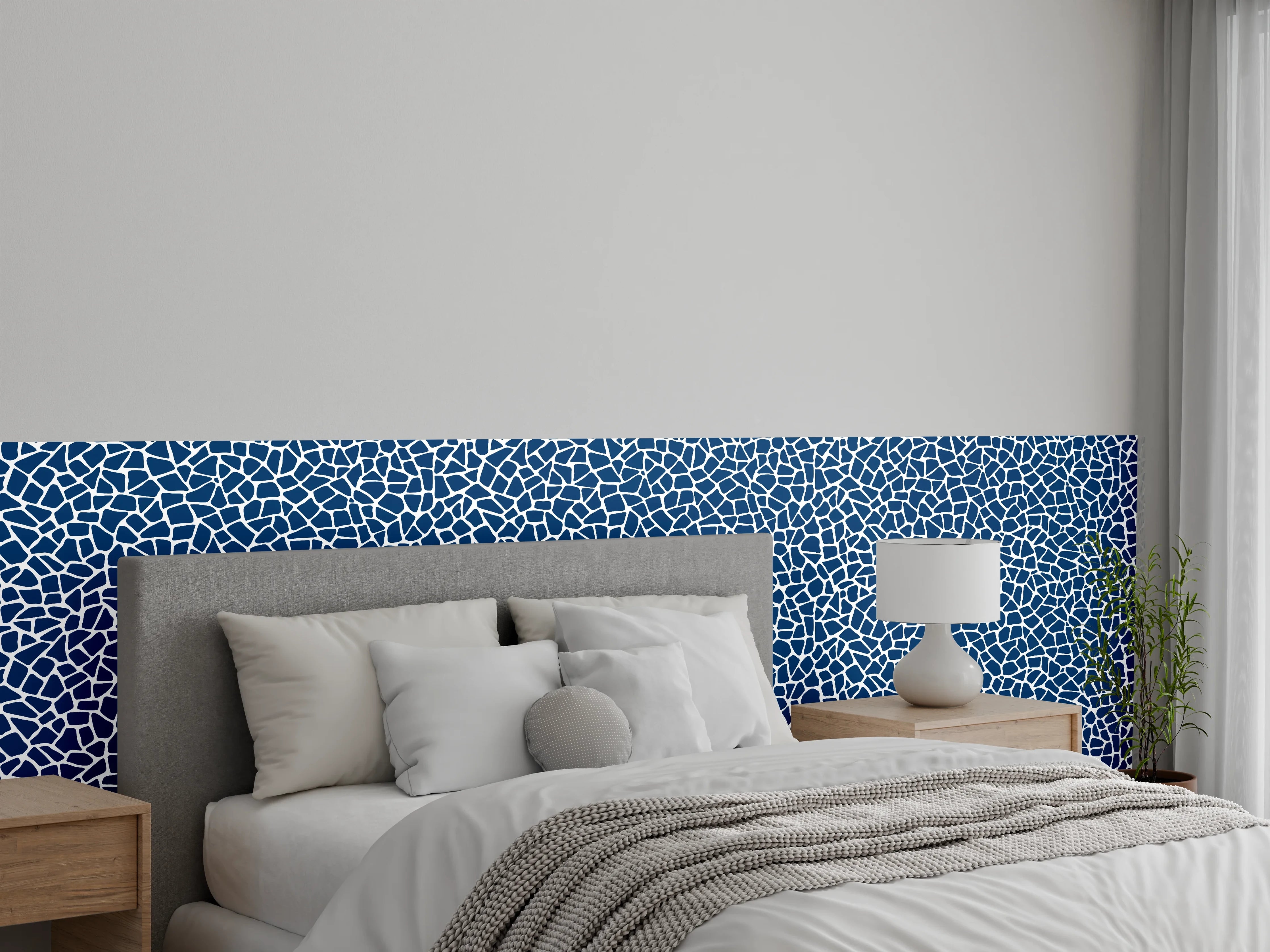 Wandverkleidung Schlafzimmer - Blaues Mosaikmuster: Moderne Wanddeko