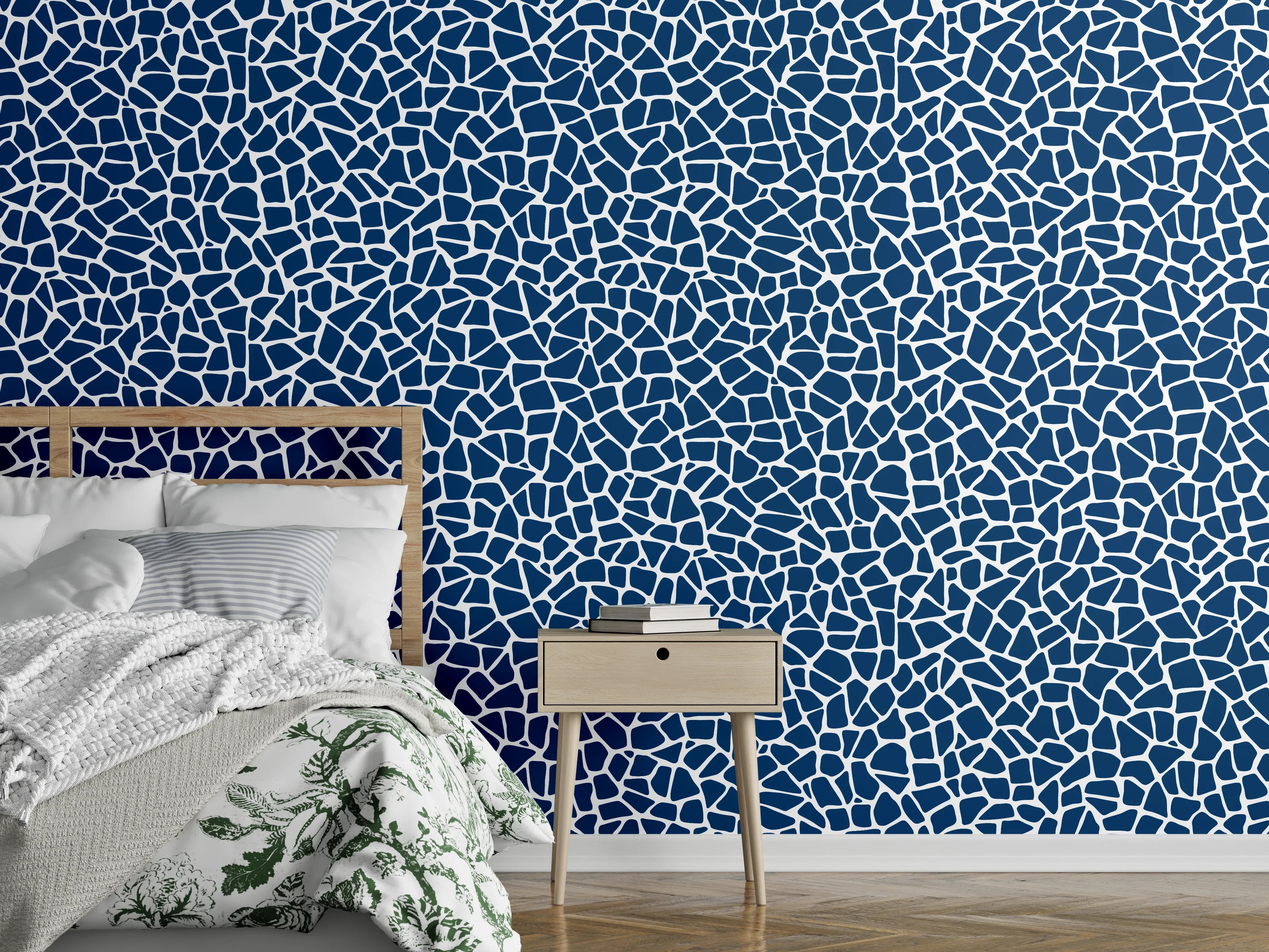 Wandverkleidung Schlafzimmer - Blaues Mosaikmuster: Moderne Wanddeko
