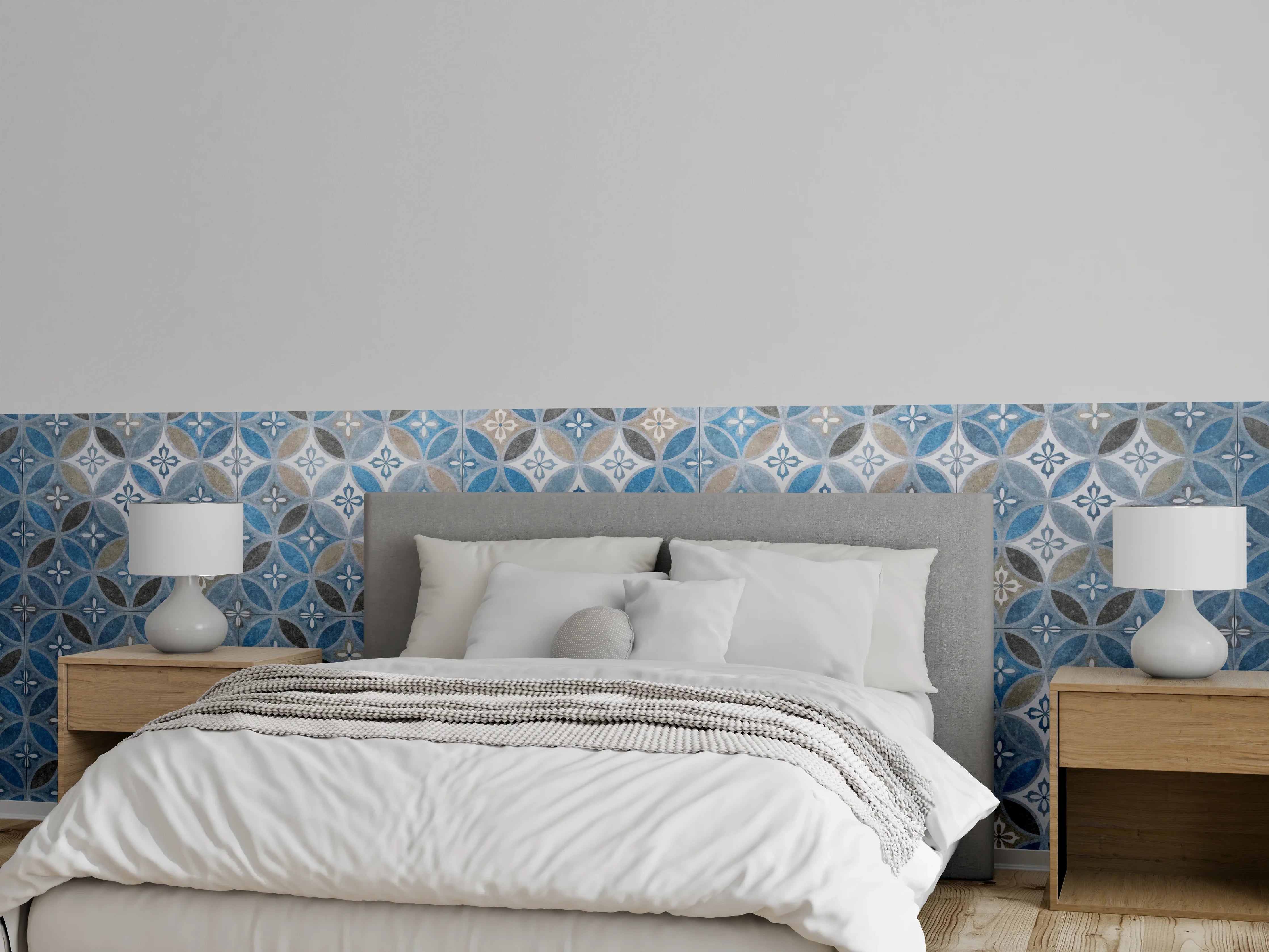 Wandverkleidung Schlafzimmer - Blaues Vintage Mosaik