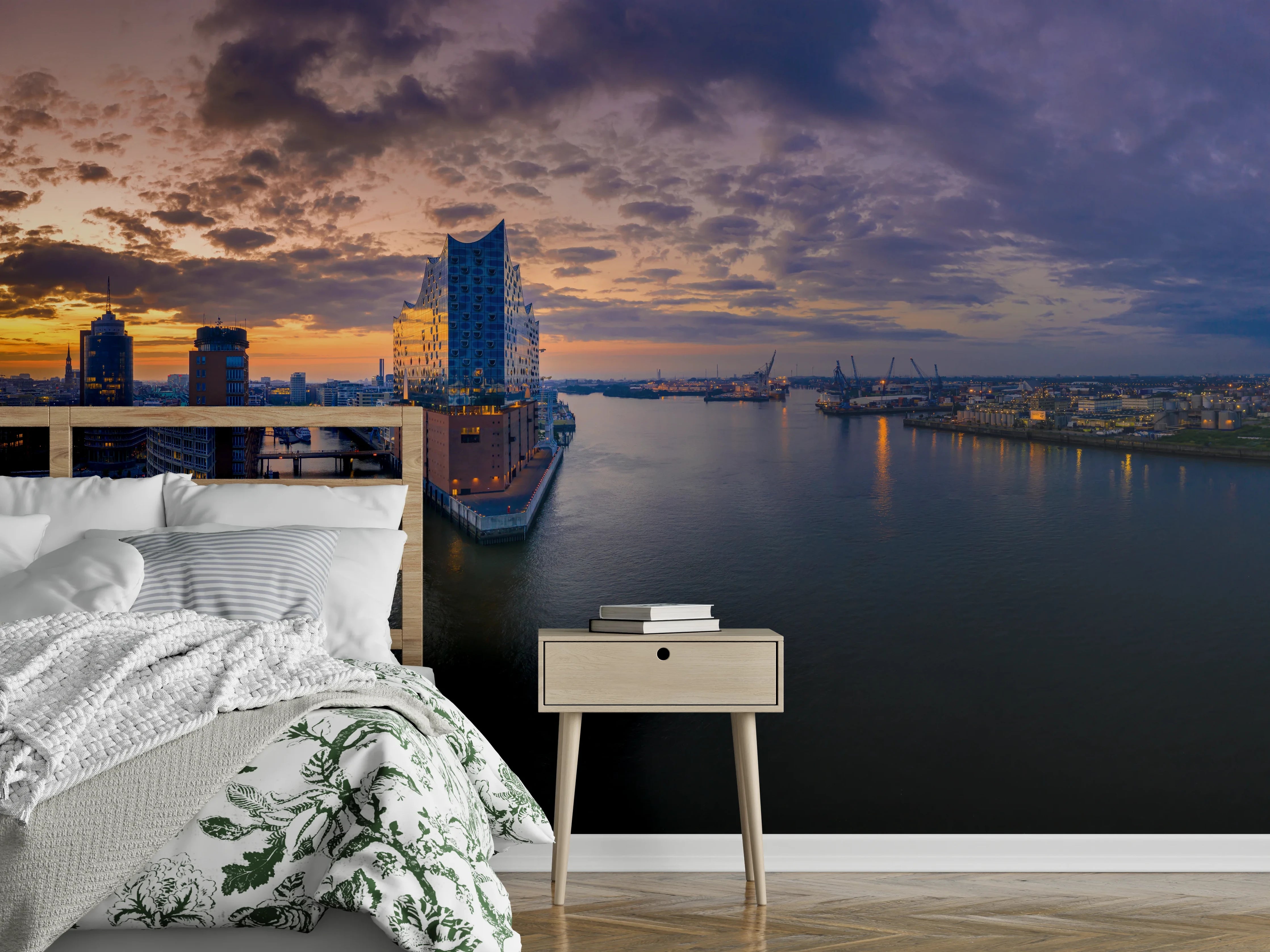 Wandverkleidung Schlafzimmer - Blick auf die Elbphilharmonie - Hamburg