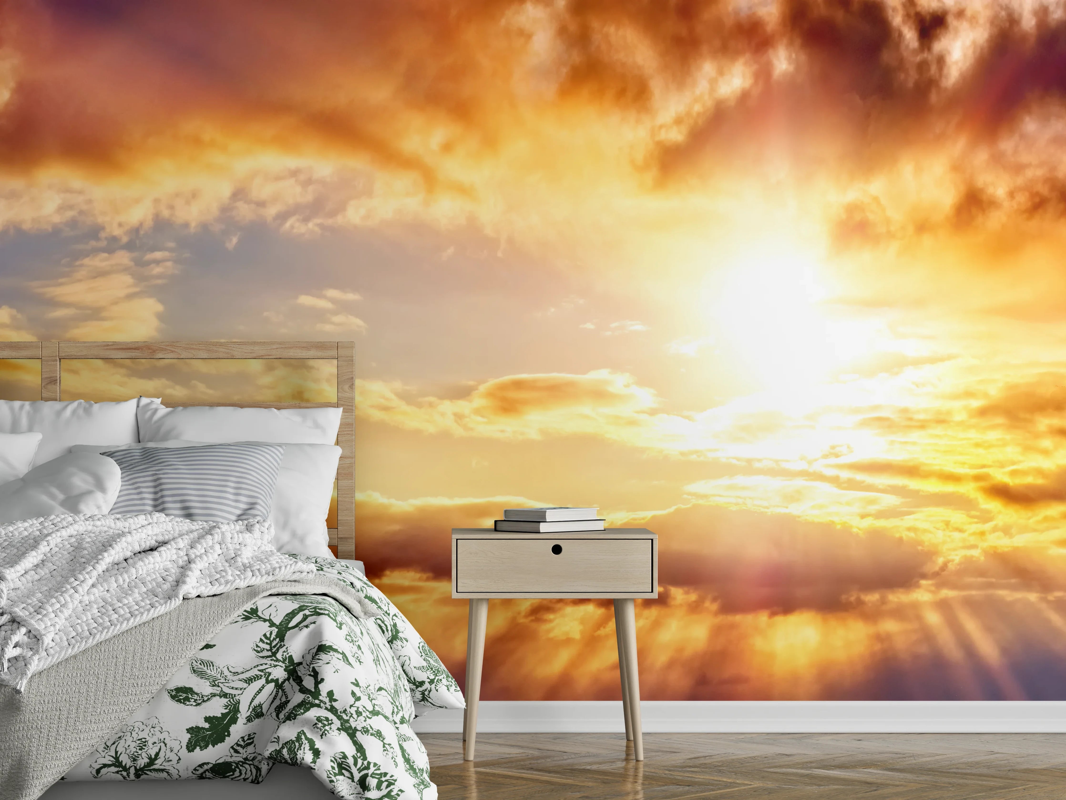 Wandverkleidung Schlafzimmer - Blick zum schönen Sonnenuntergang