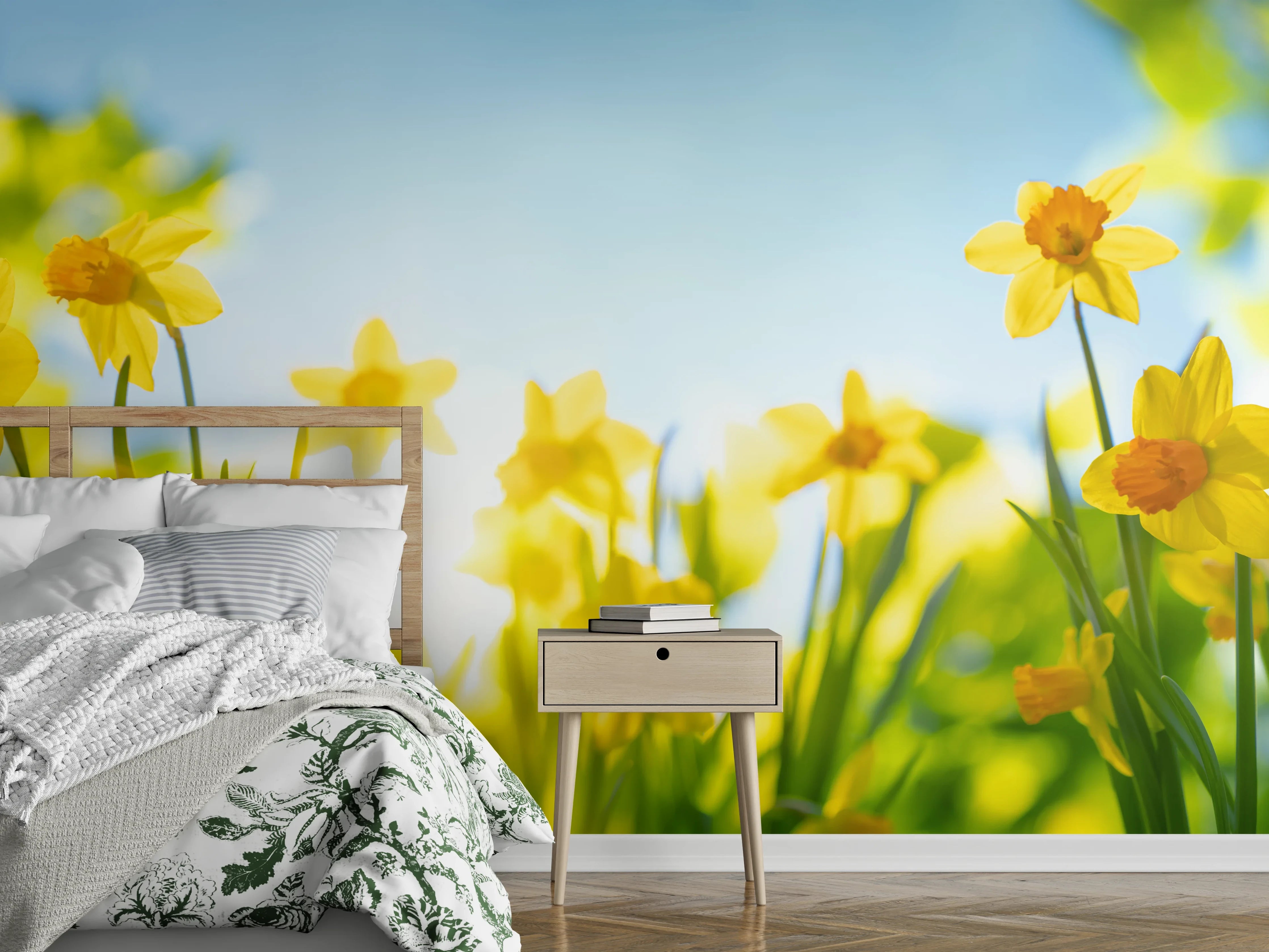 Wandverkleidung Schlafzimmer - Blühende Frühlings-Narzissen