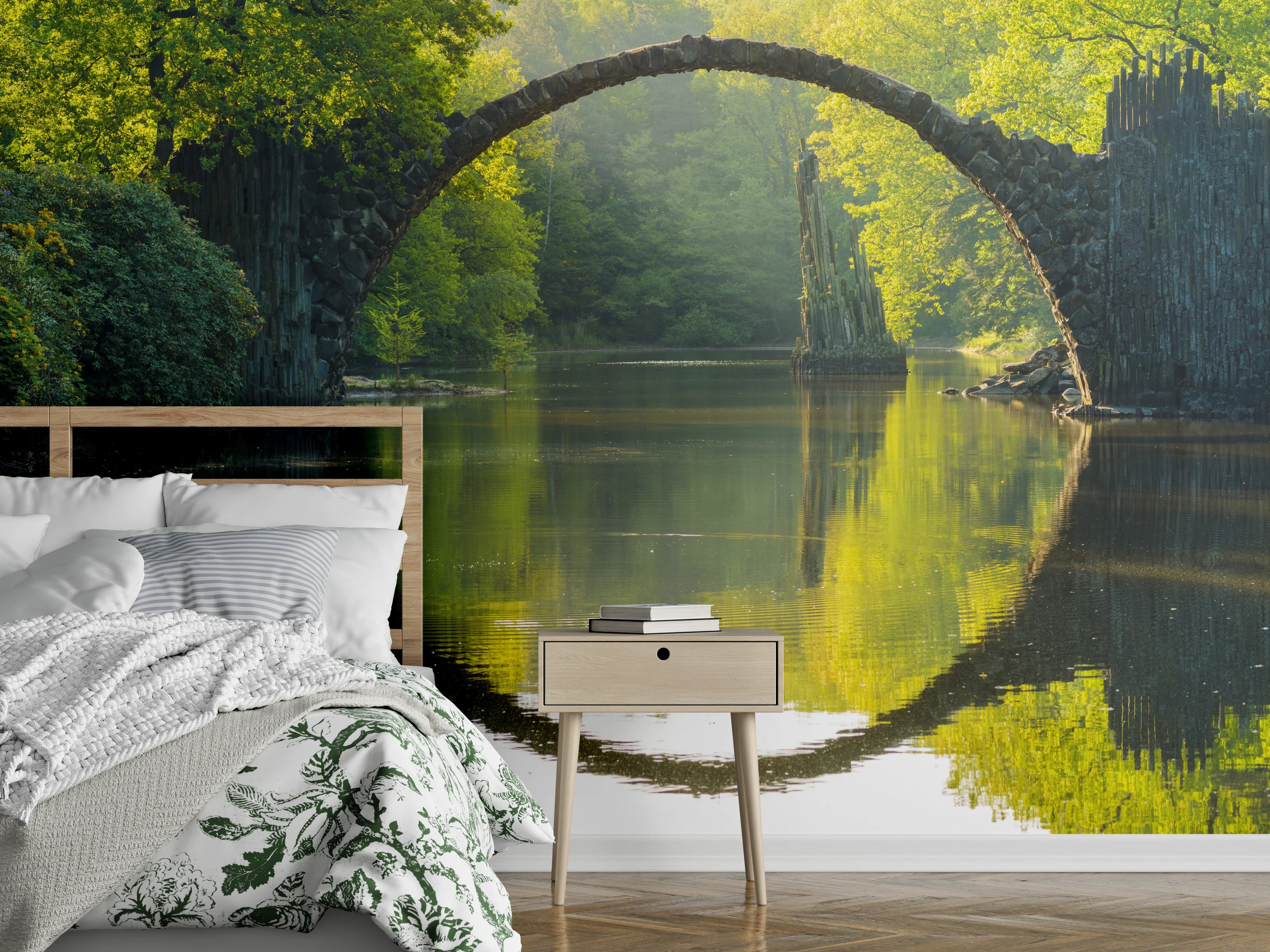 Wandverkleidung Schlafzimmer - Blühende Rhododendren - Park in Kromlau