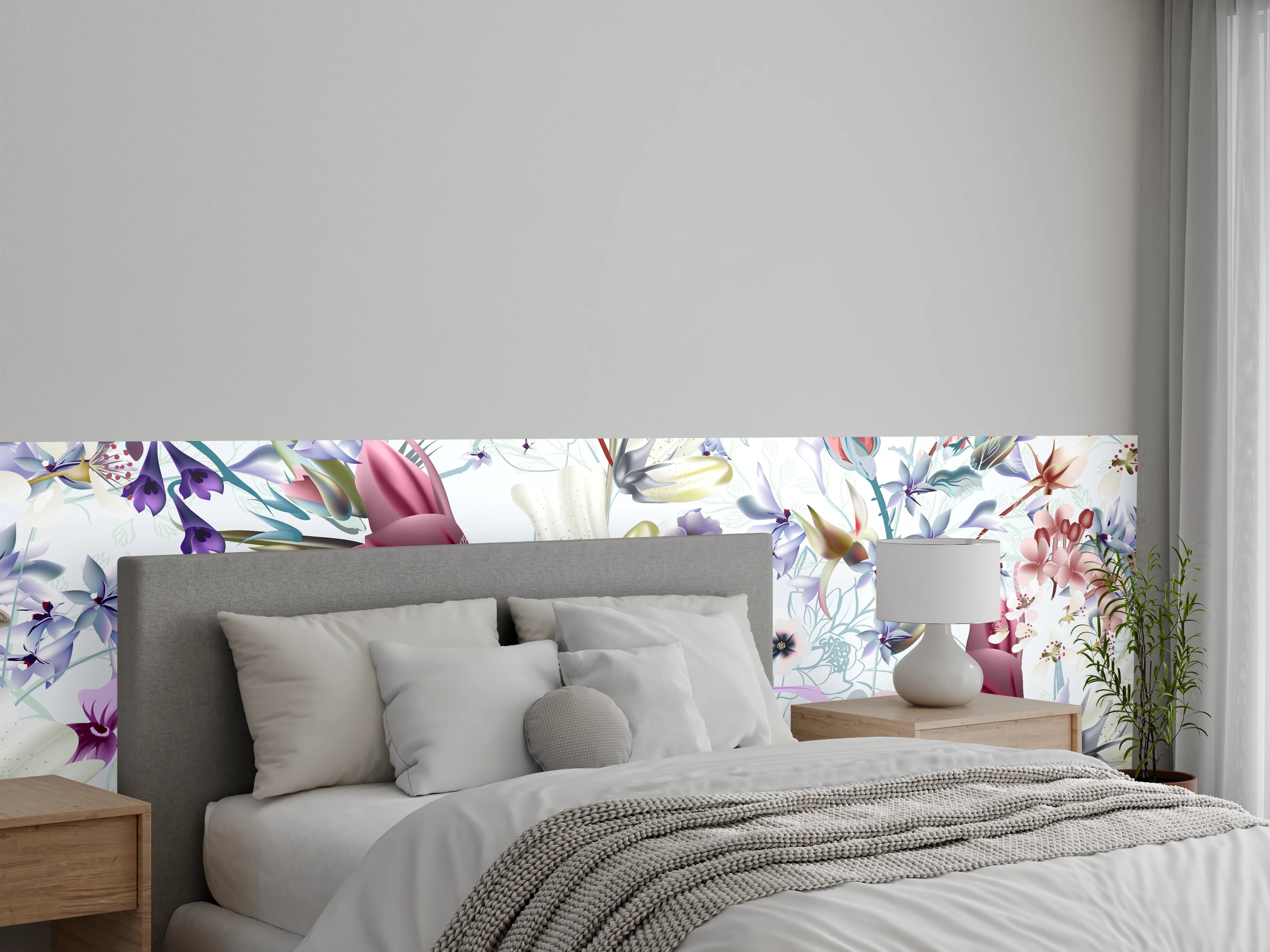 Wandverkleidung Schlafzimmer - Blütenexplosion - Aquarell