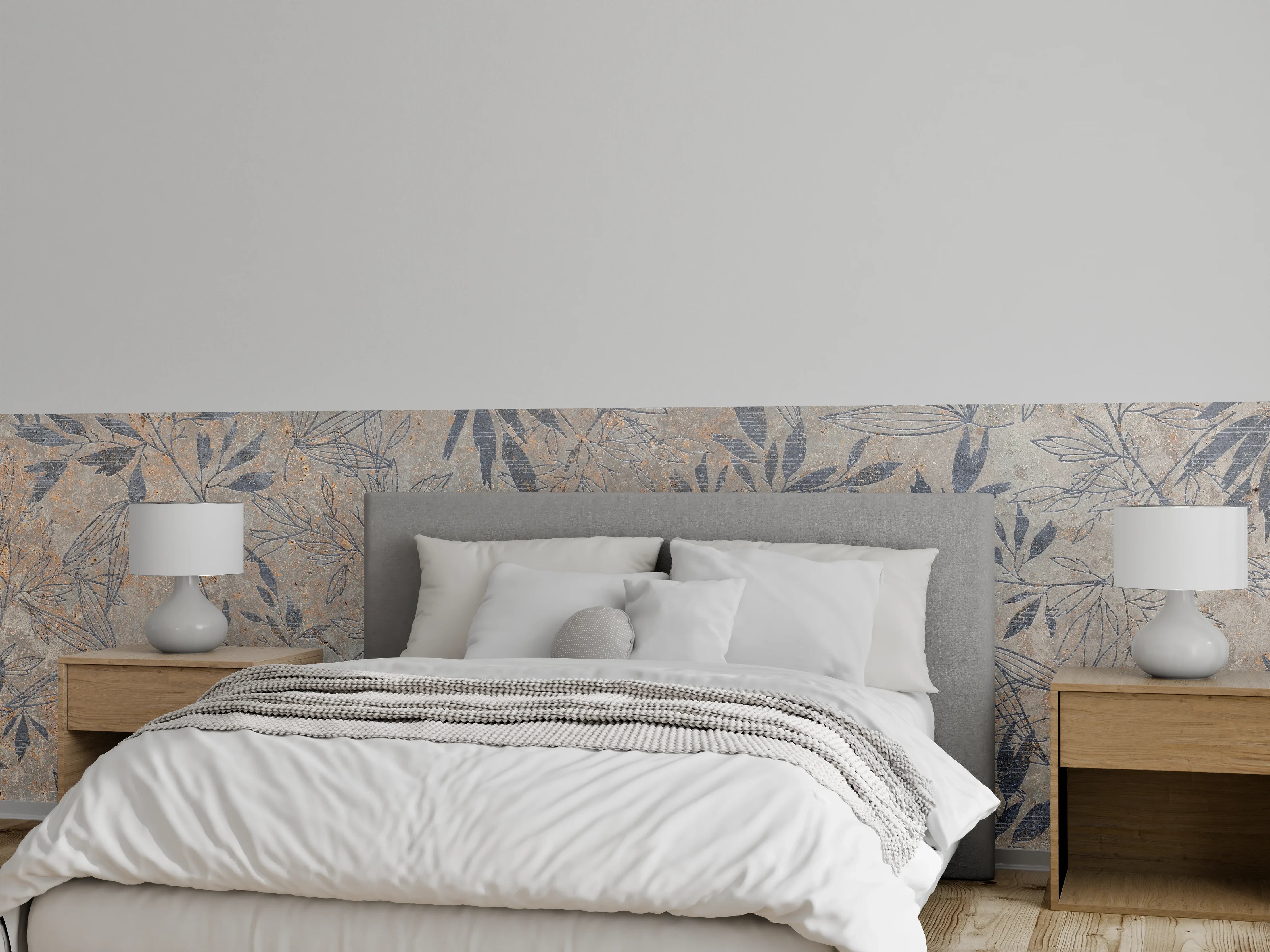 Wandverkleidung Schlafzimmer - Blumen auf alten weißen Wandhintergrund