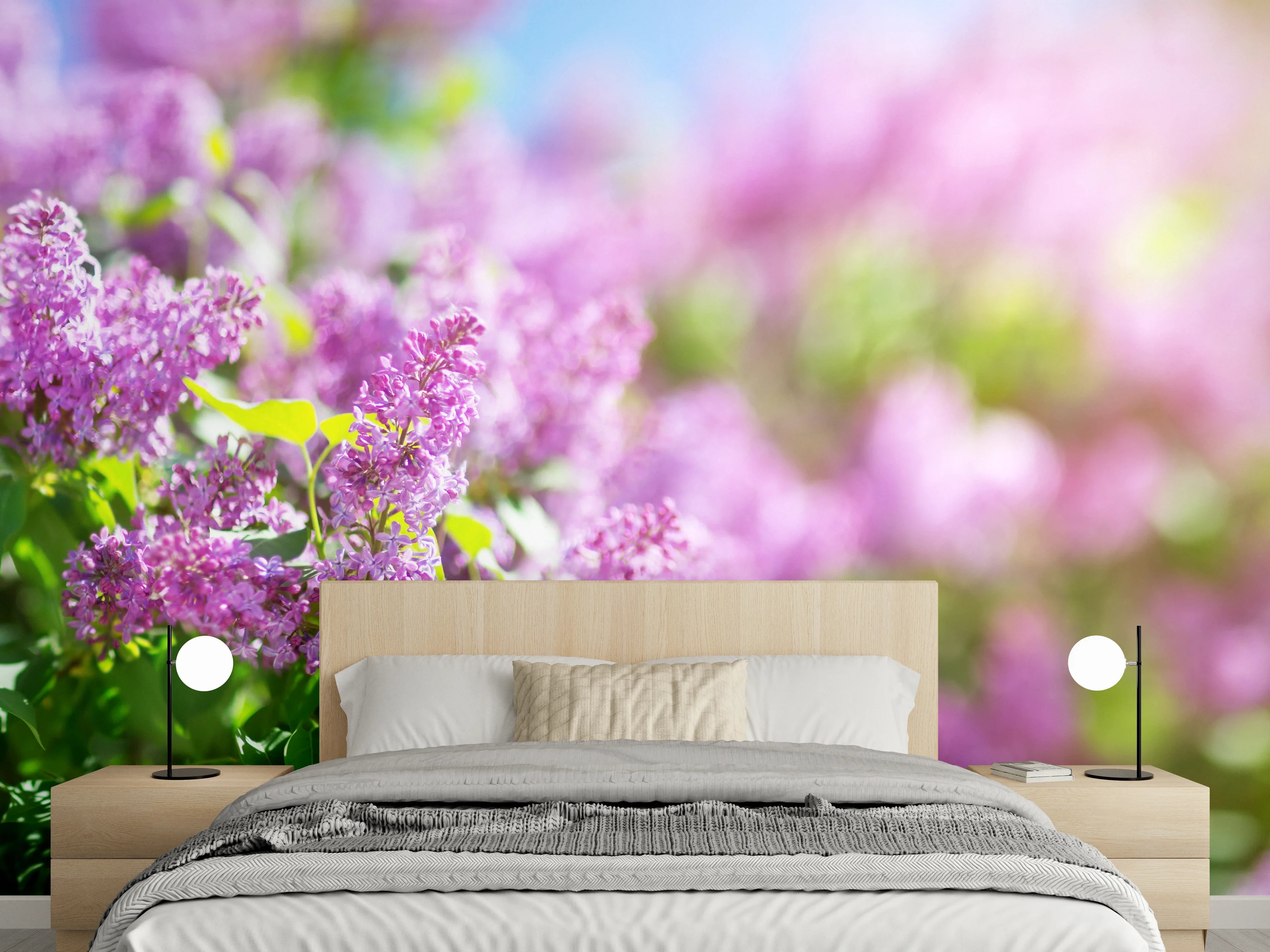 Wandverkleidung Schlafzimmer - Blumen blühen auf im Frühling