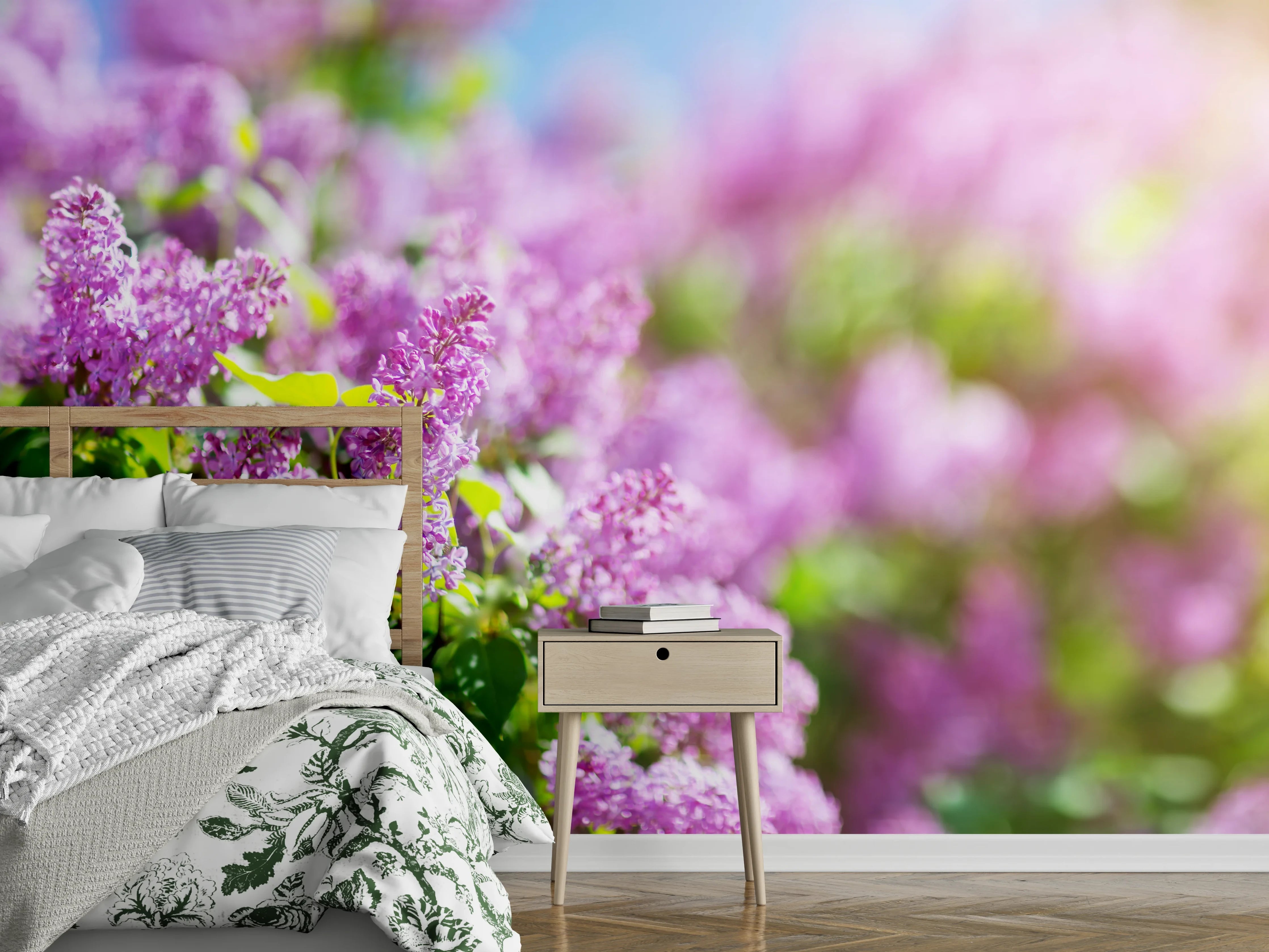 Wandverkleidung Schlafzimmer - Blumen blühen auf im Frühling