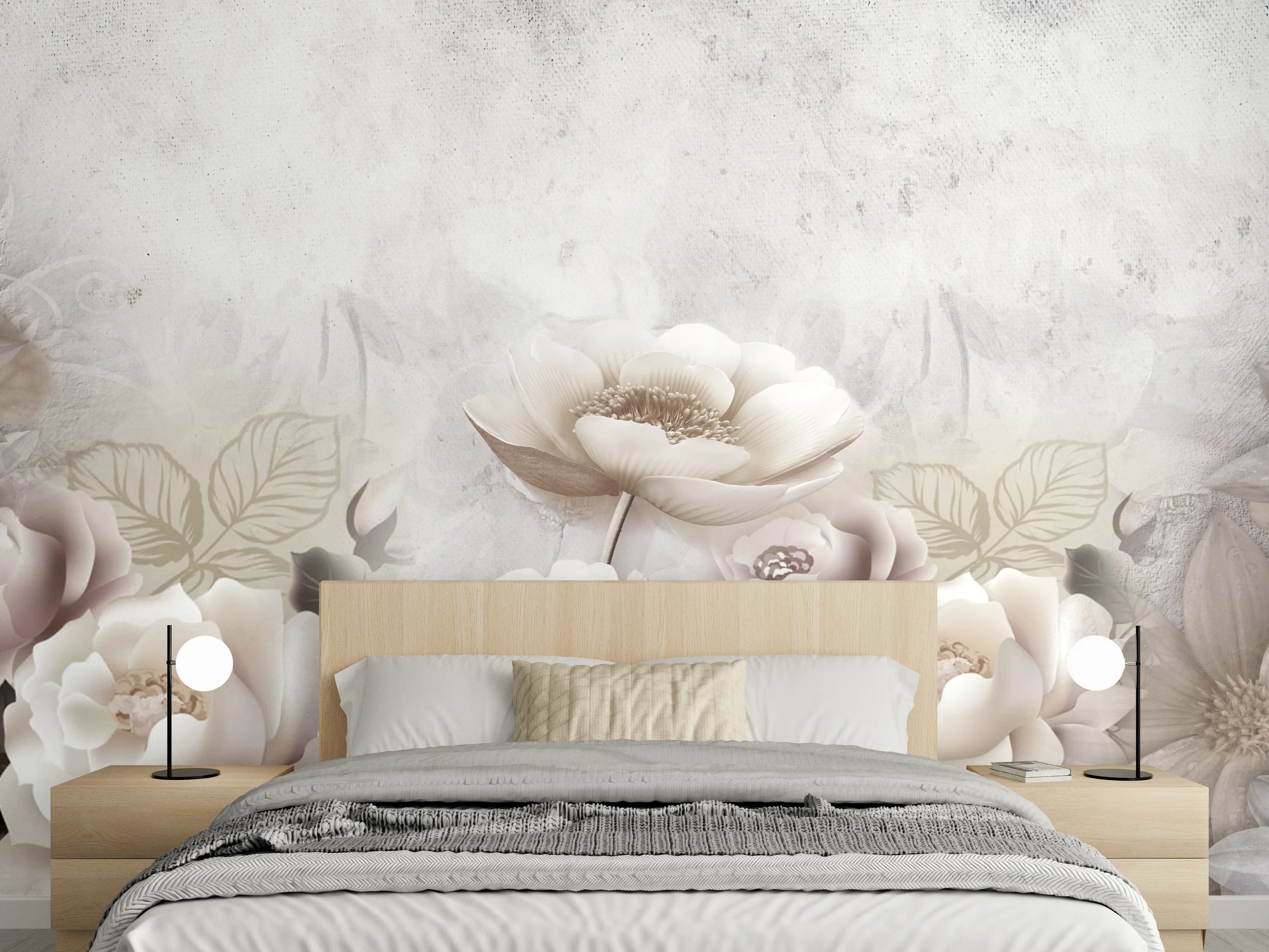 Wandverkleidung Schlafzimmer - Blumengemälde