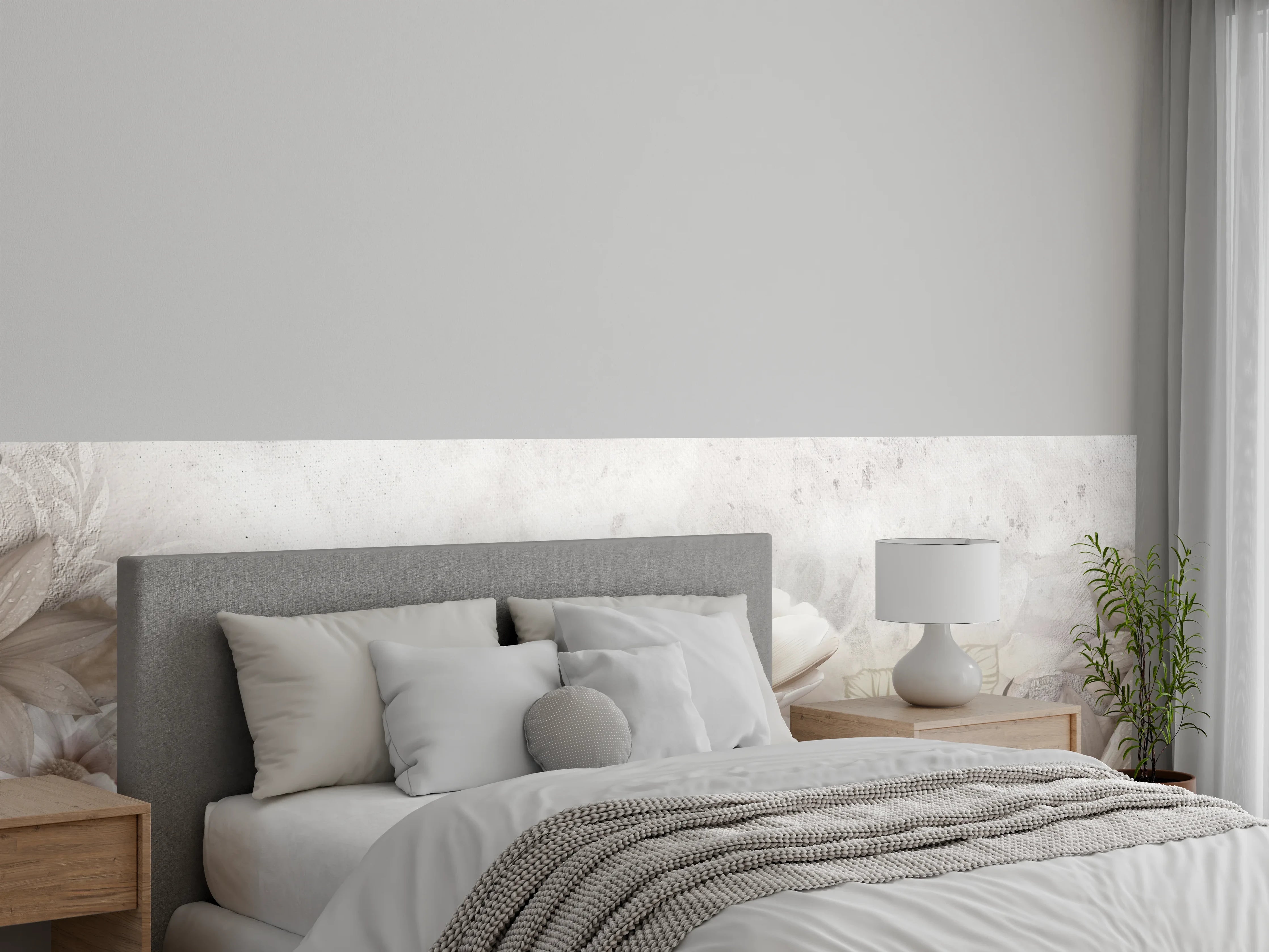 Wandverkleidung Schlafzimmer - Blumengemälde