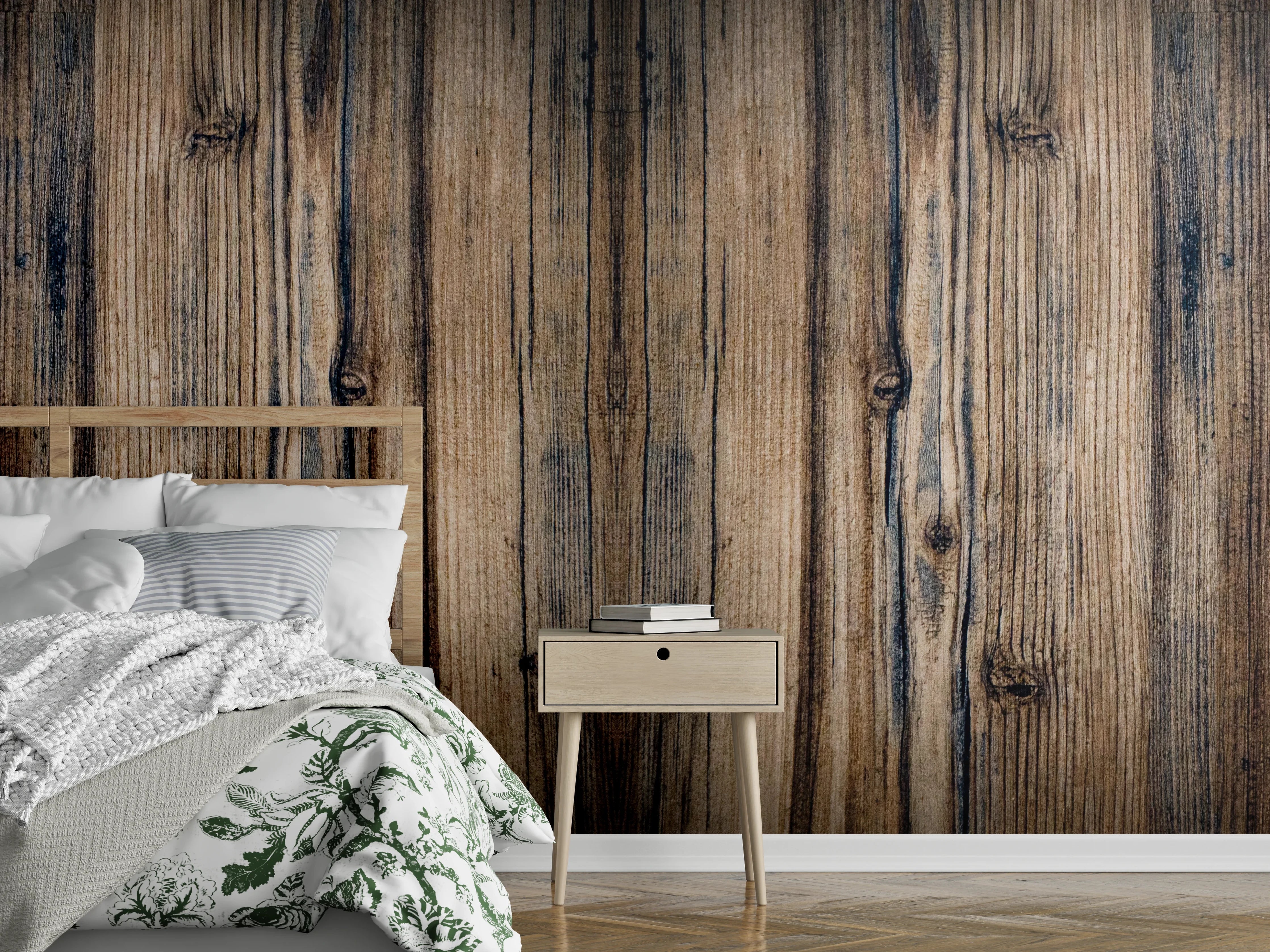 Wandverkleidung Schlafzimmer - Bräunlicher Holz Hintergrund