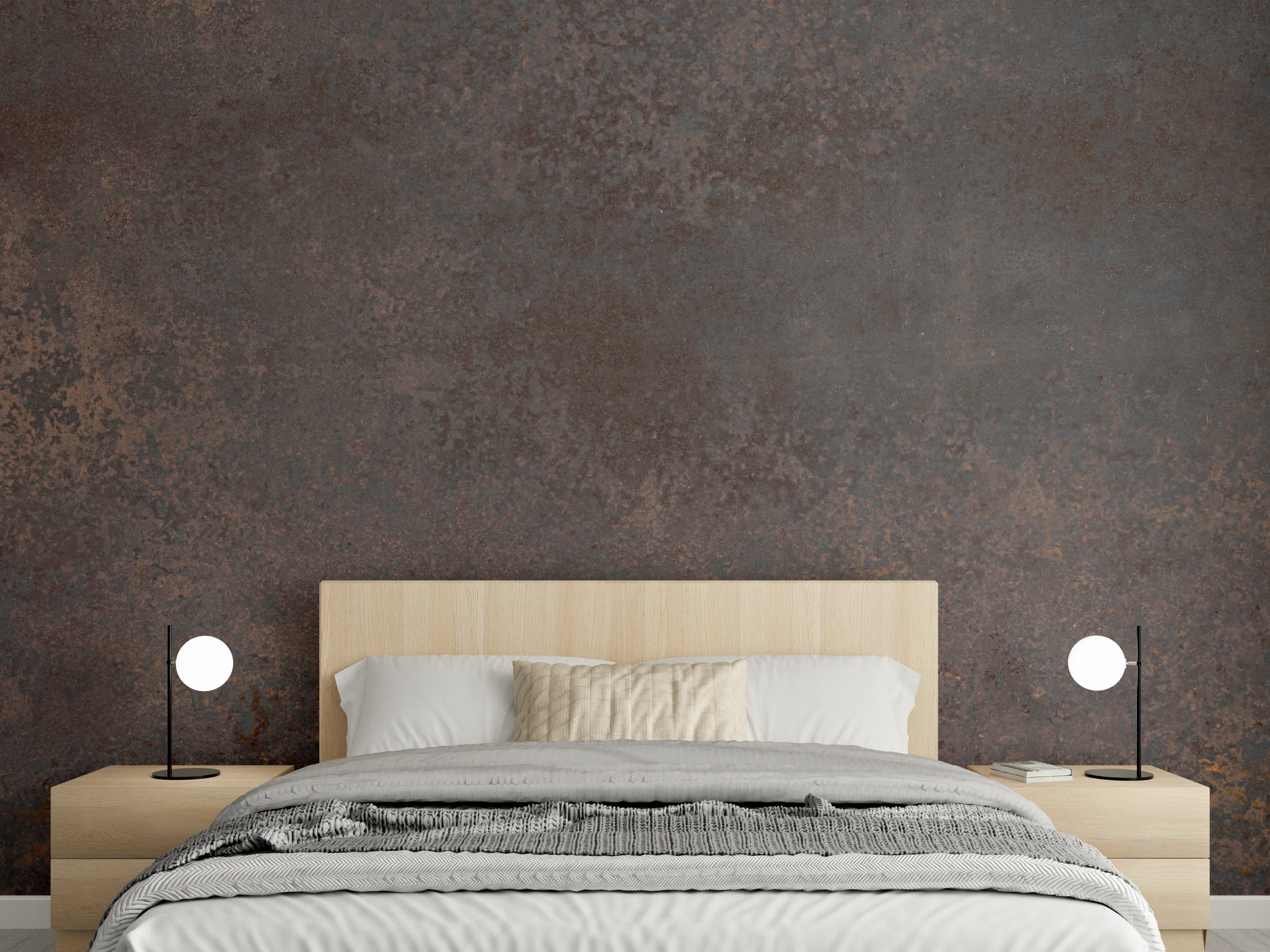 Wandverkleidung Schlafzimmer - Braun-Grauer Zement