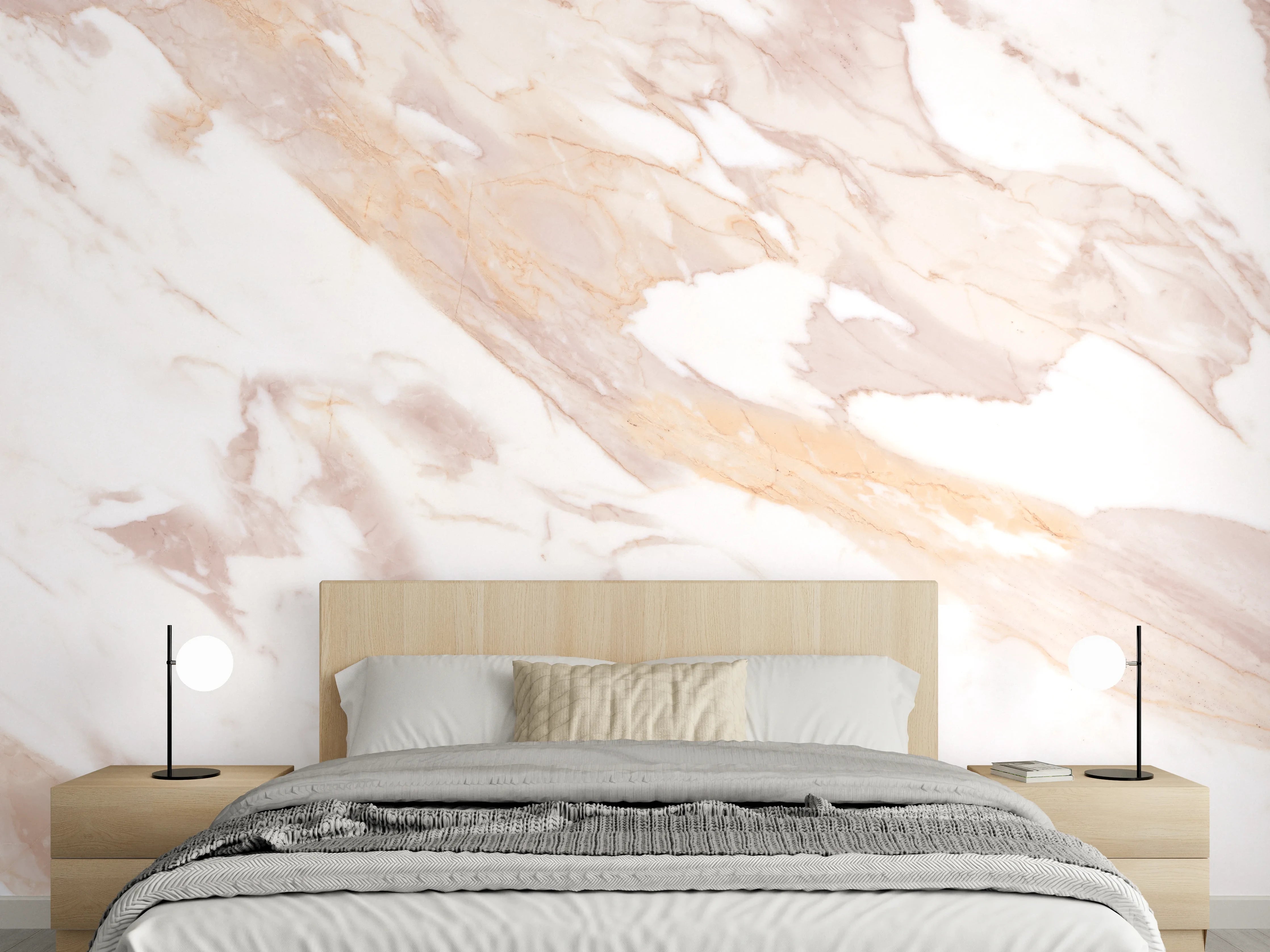 Wandverkleidung Schlafzimmer - Braun-beiger Marmor