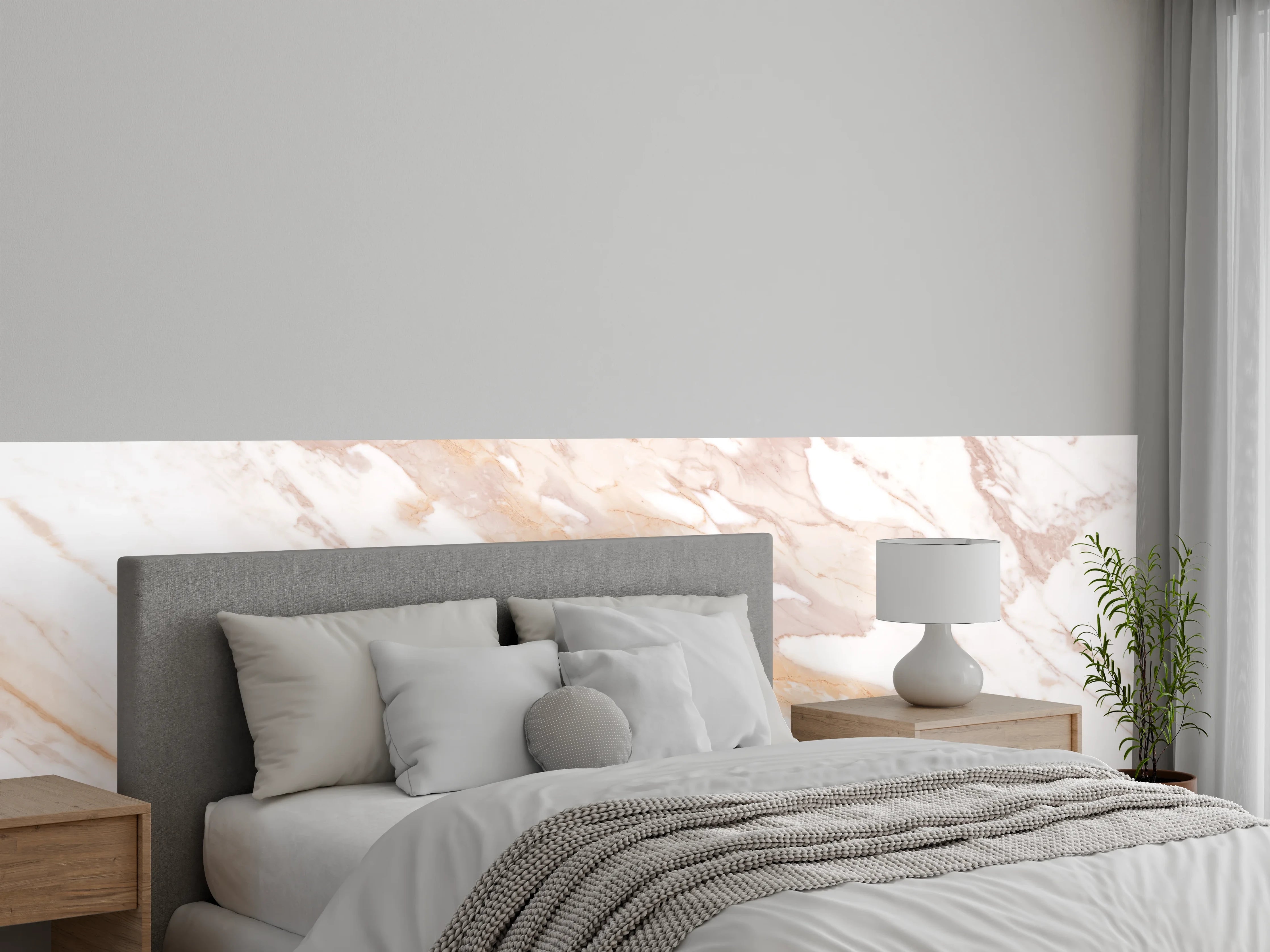 Wandverkleidung Schlafzimmer - Braun-beiger Marmor