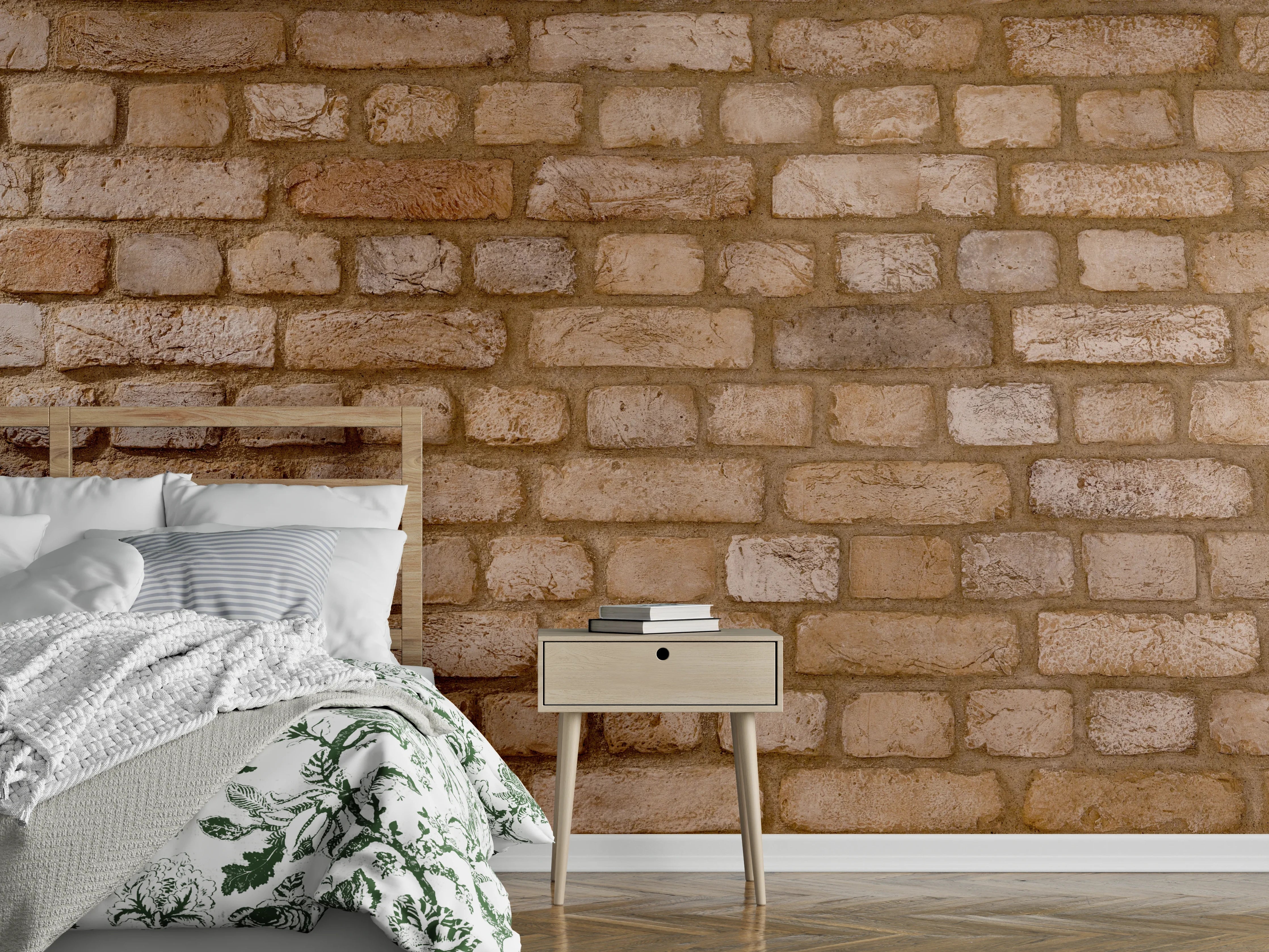Wandverkleidung Schlafzimmer - Braune Backsteinmauer Textur