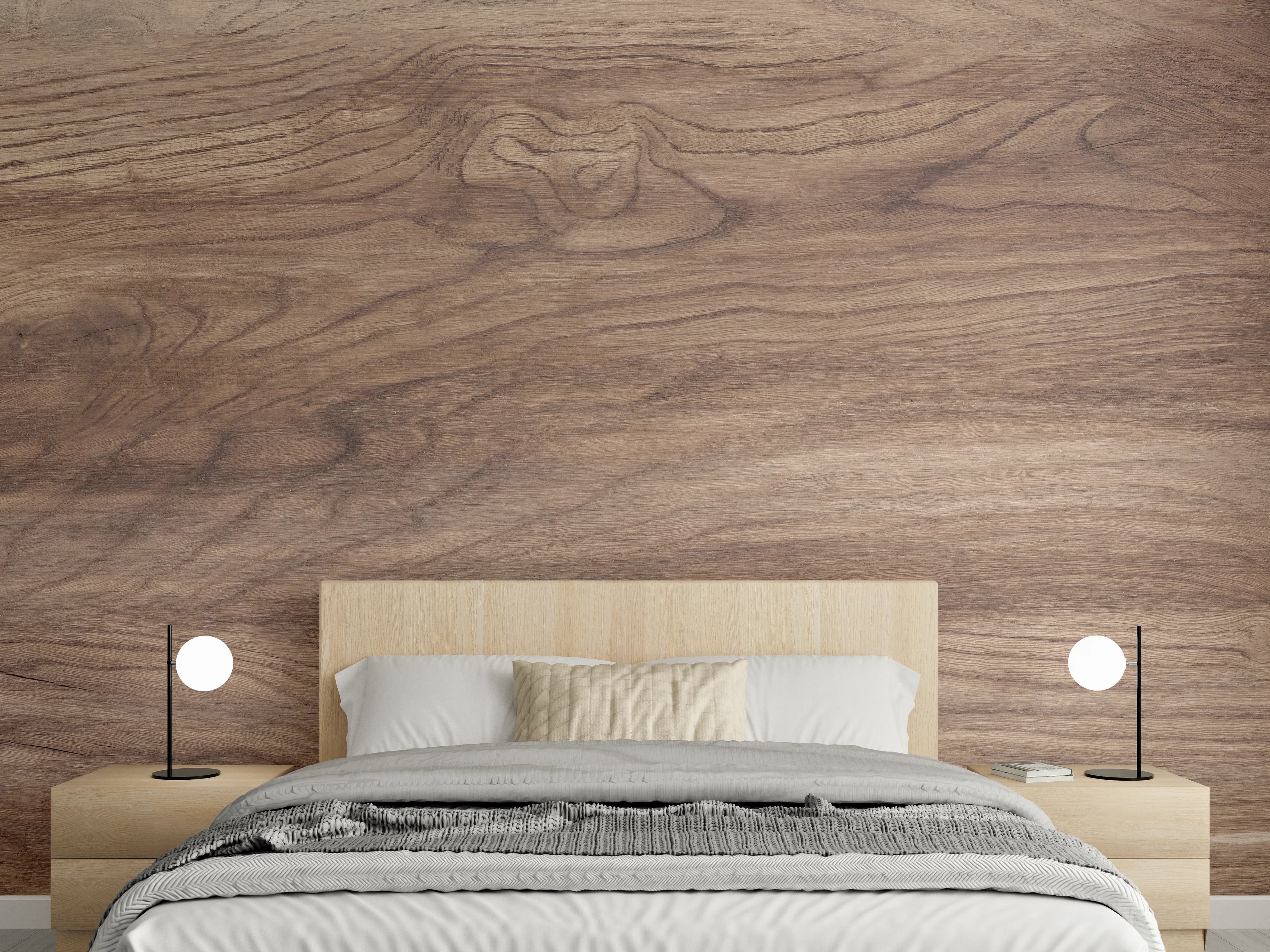 Wandverkleidung Schlafzimmer - Braune Holz Textur mit Muster