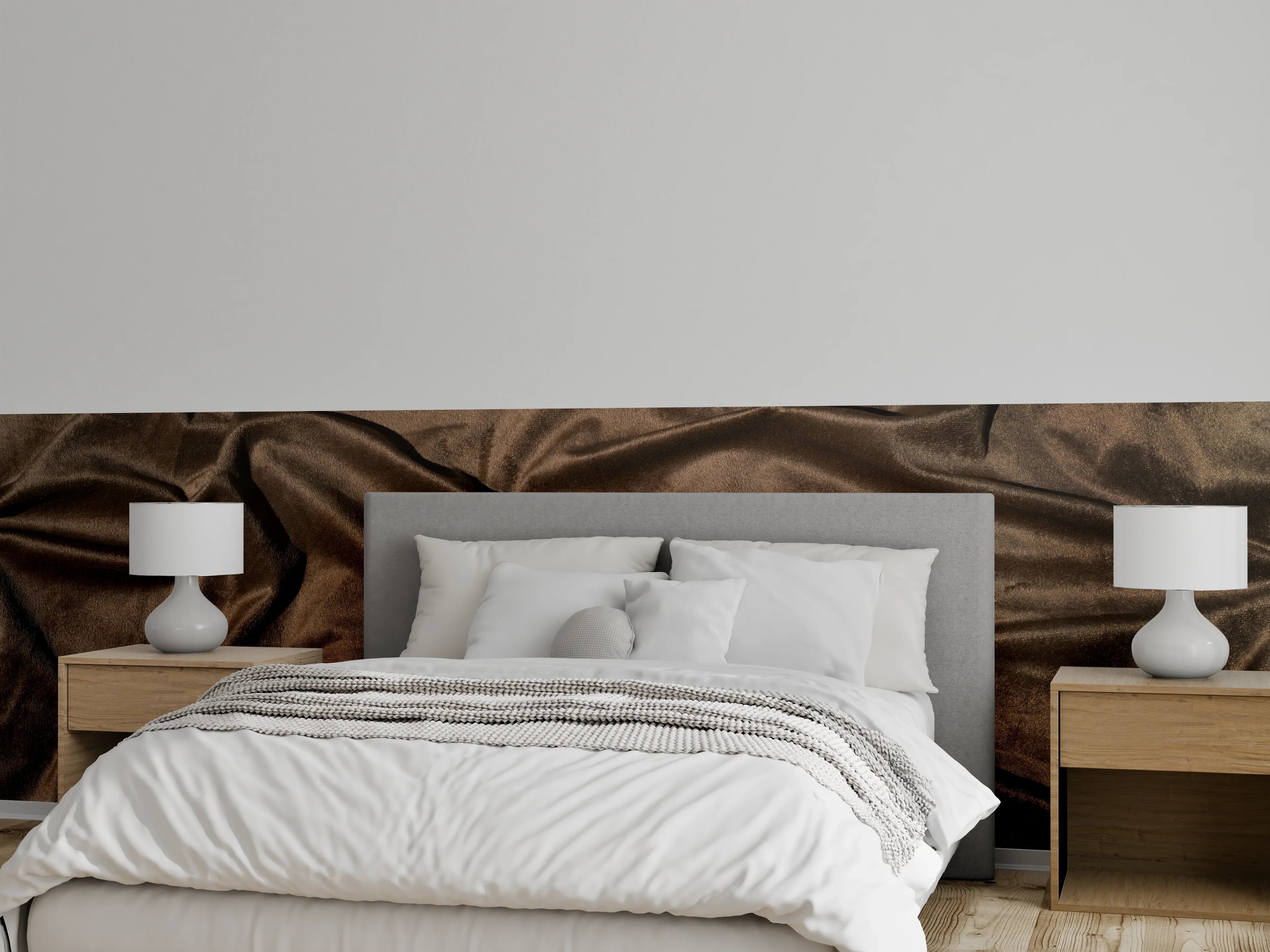 Wandverkleidung Schlafzimmer - Braune Satin Seide