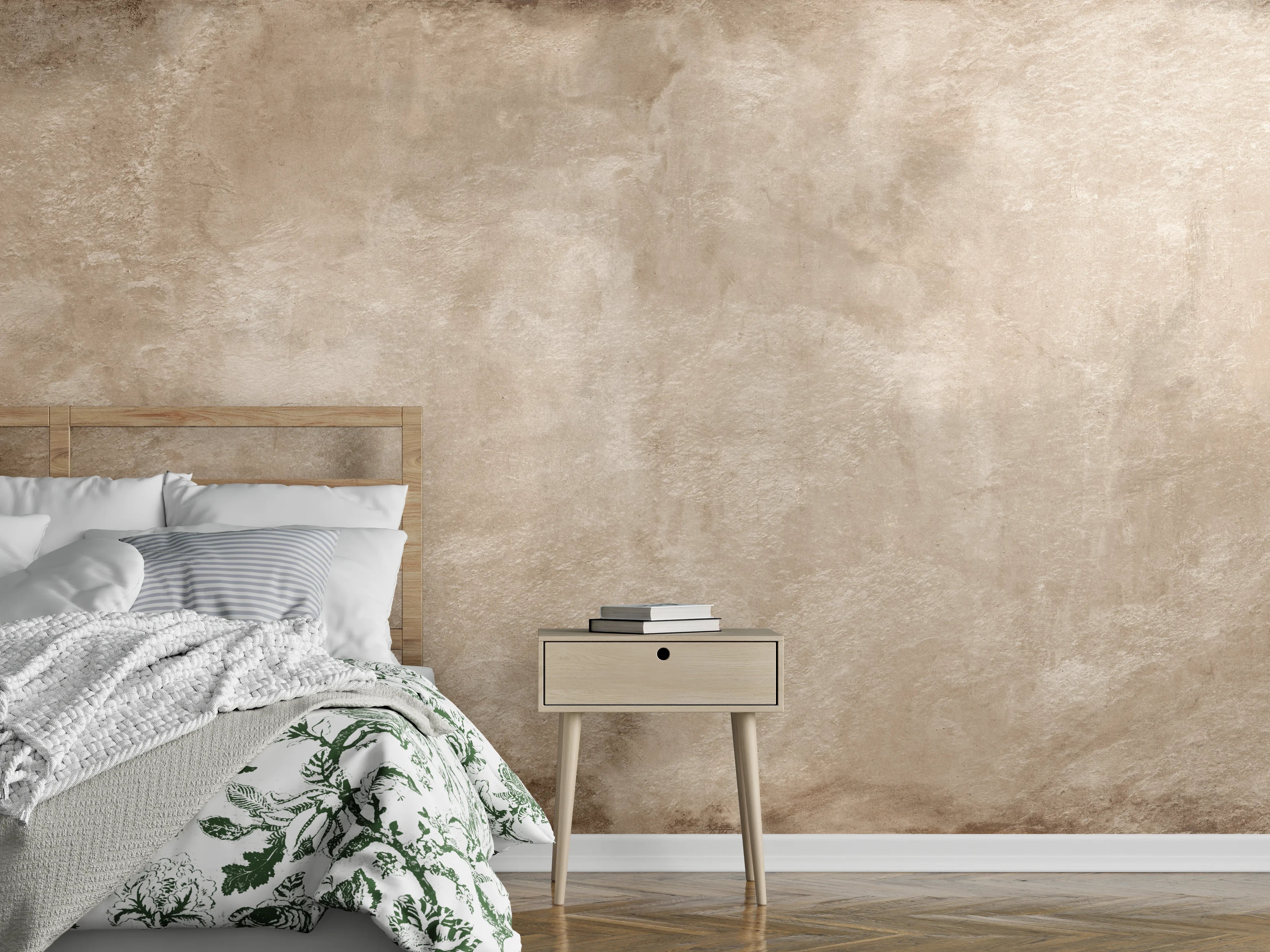 Wandverkleidung Schlafzimmer - Braune antike Zementwand