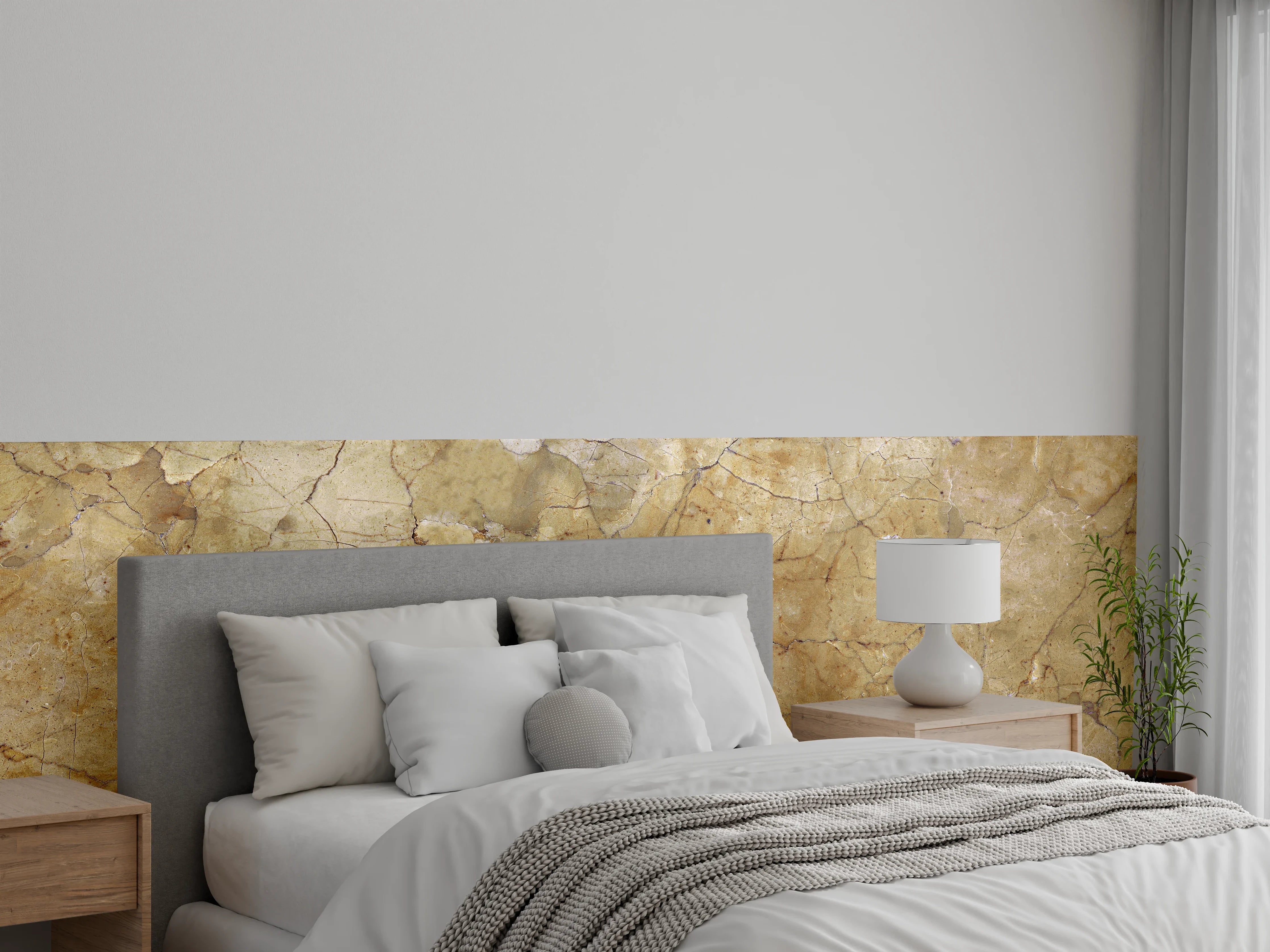 Wandverkleidung Schlafzimmer - Braune beschädigte Marmorblöcke
