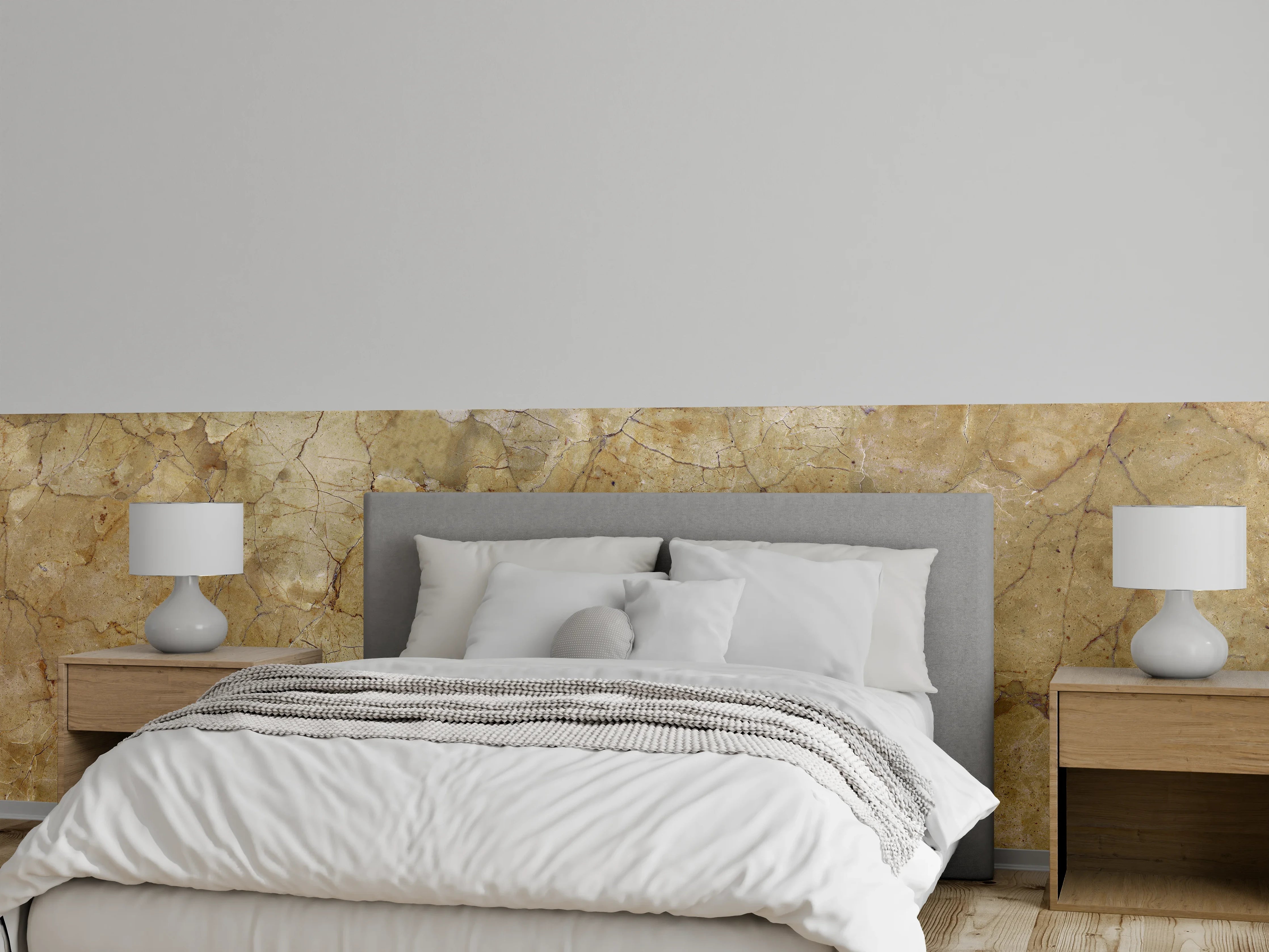 Wandverkleidung Schlafzimmer - Braune beschädigte Marmorblöcke