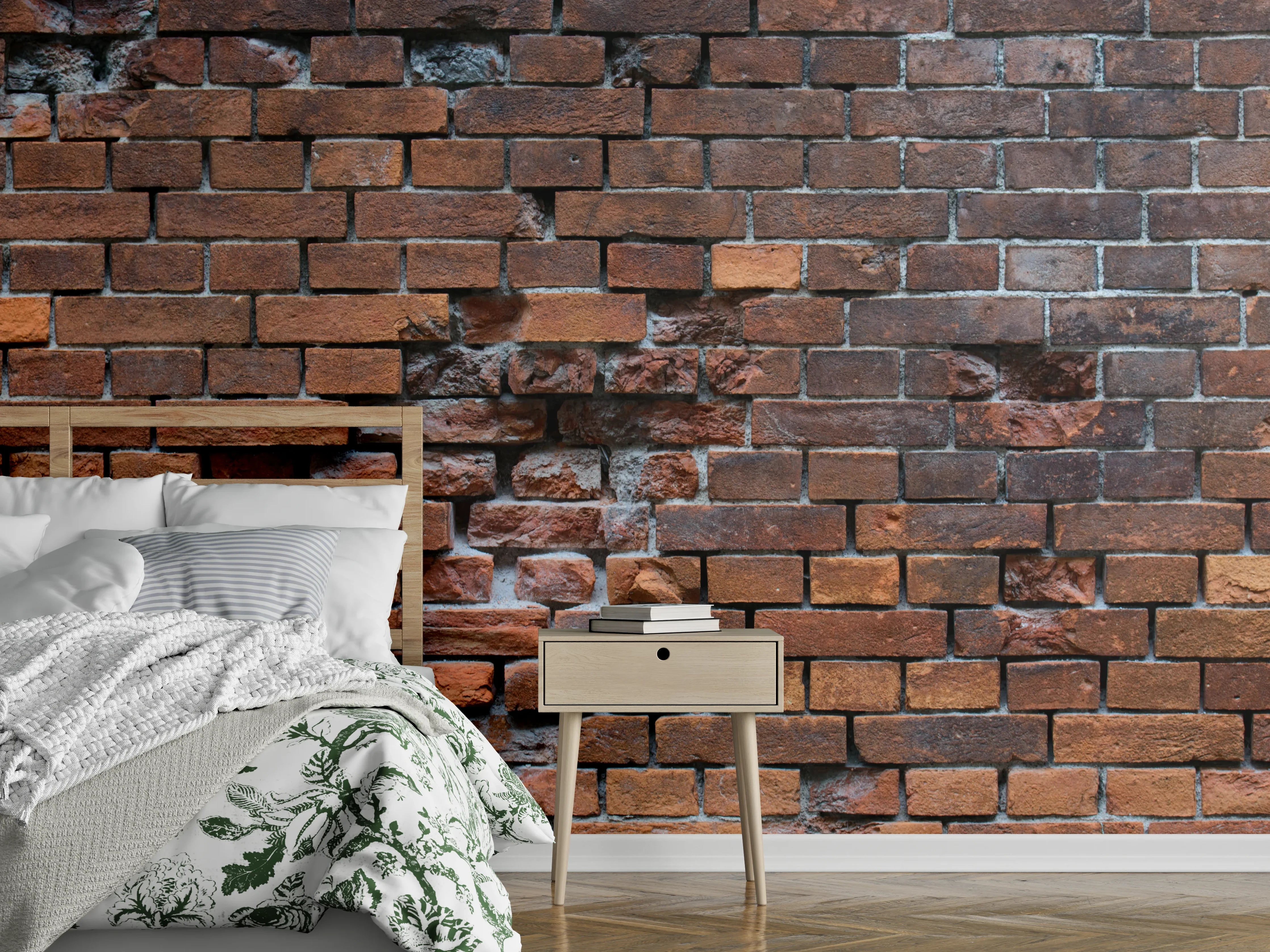 Wandverkleidung Schlafzimmer - Braune kaputte Ziegelsteinwand