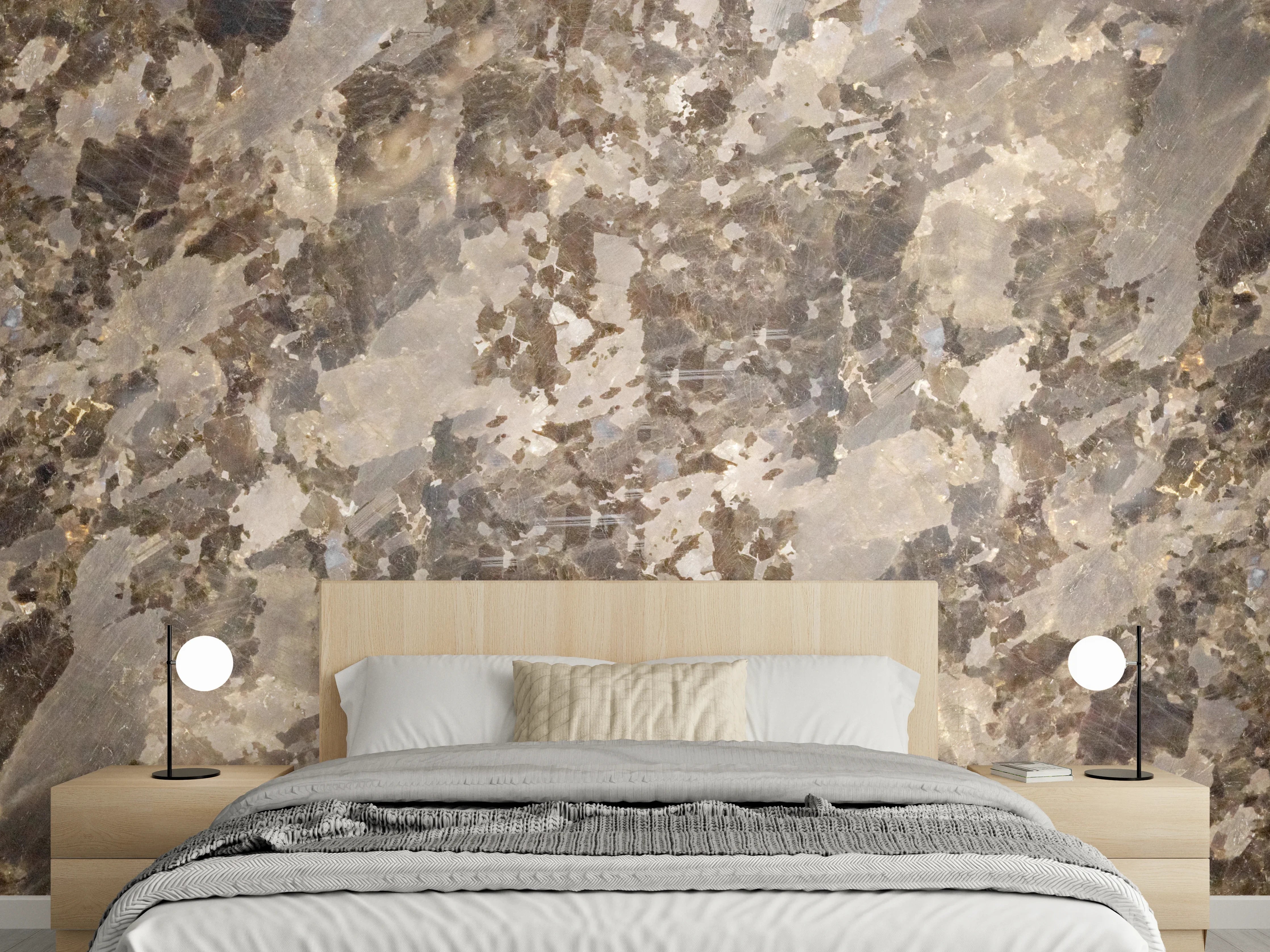 Wandverkleidung Schlafzimmer - Brauner Marmor
