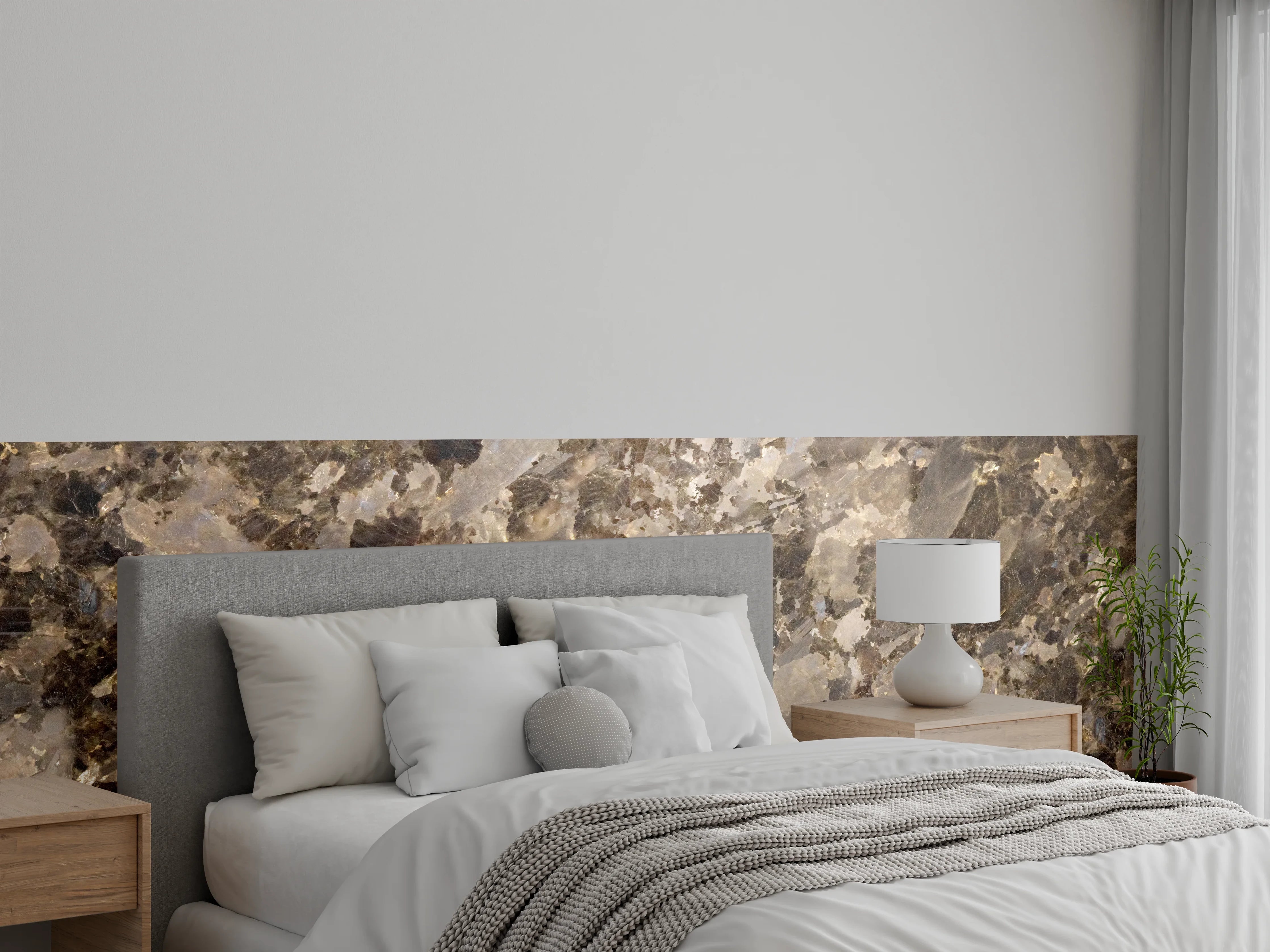 Wandverkleidung Schlafzimmer - Brauner Marmor