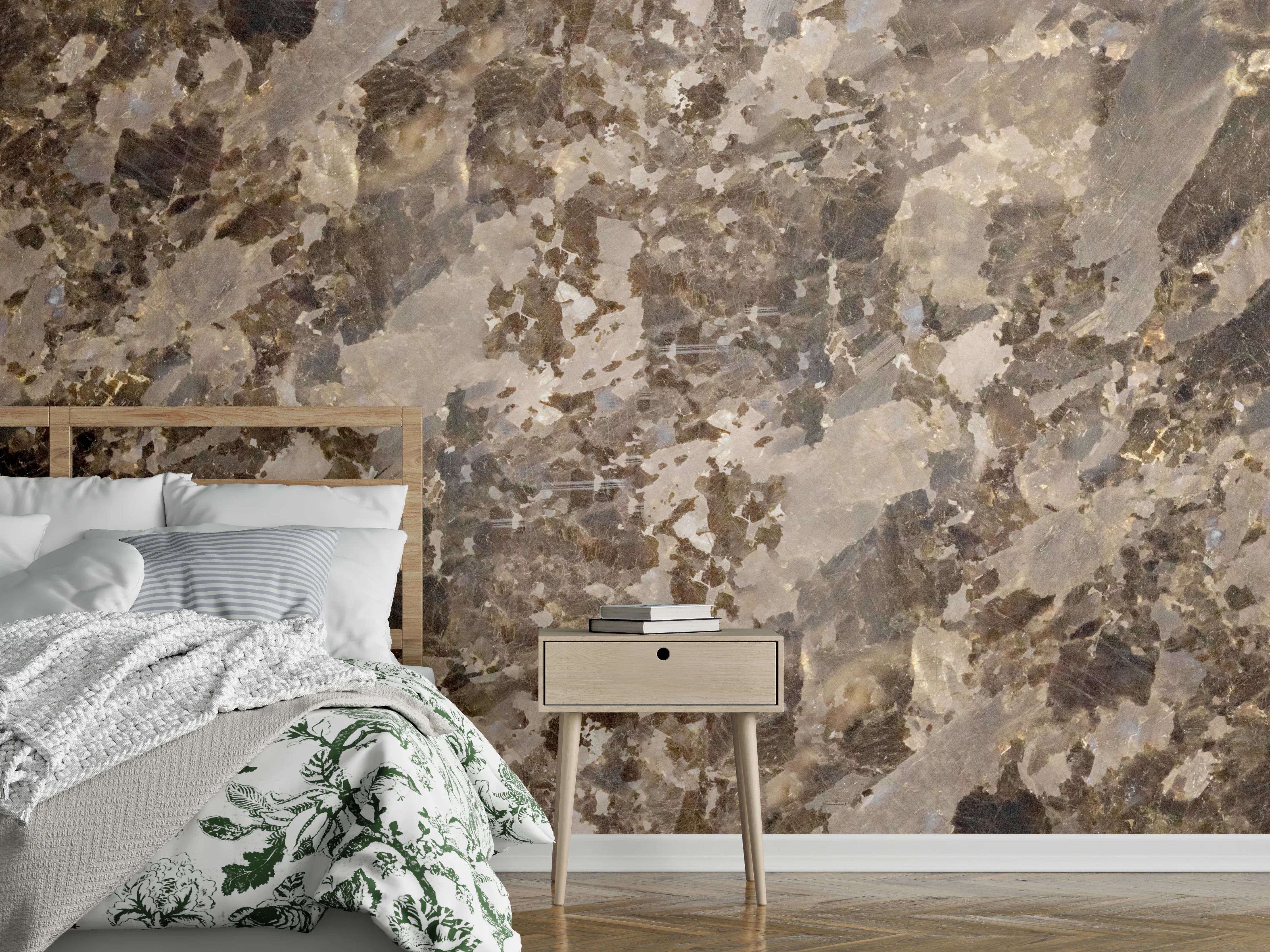 Wandverkleidung Schlafzimmer - Brauner Marmor