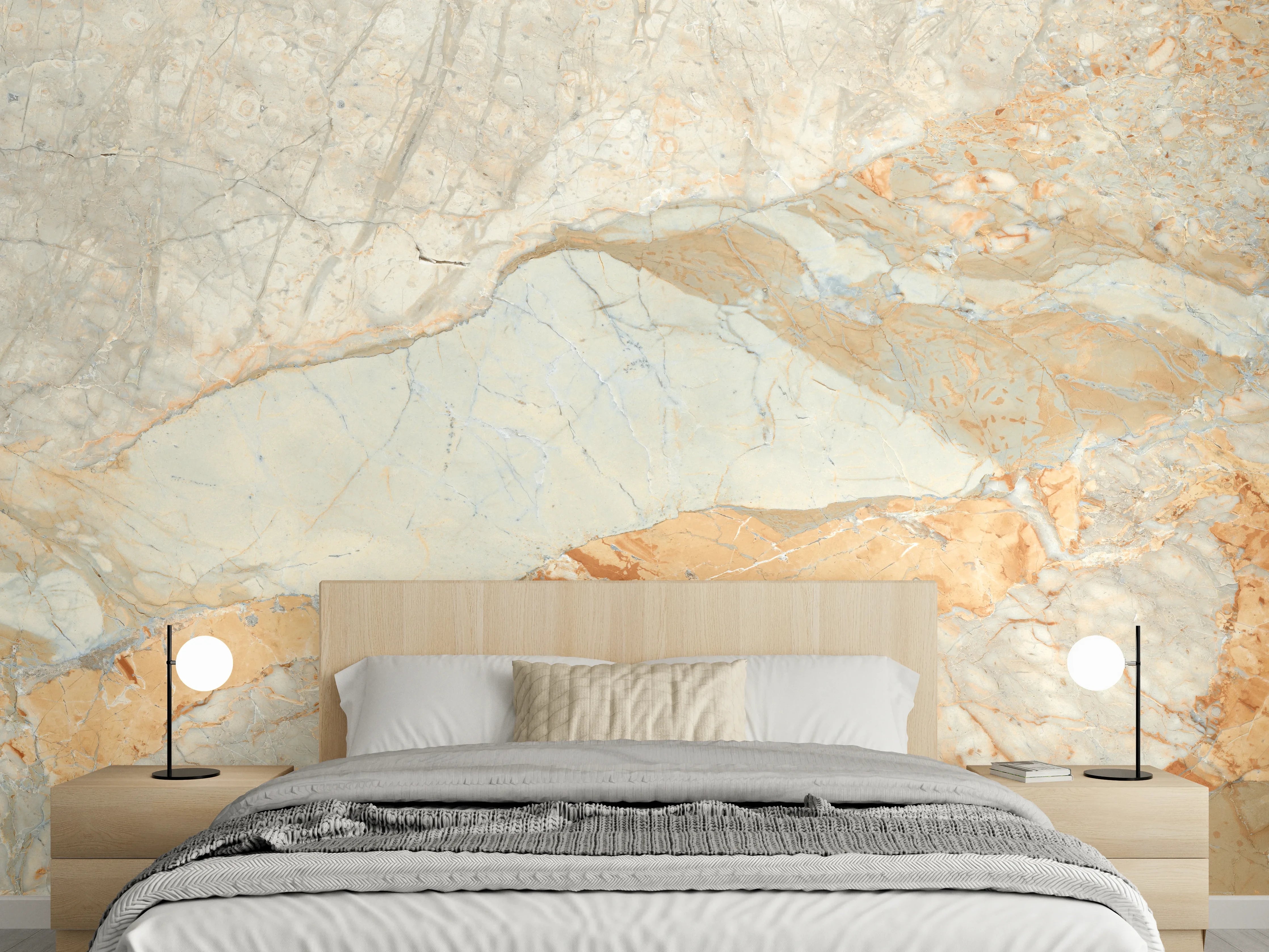 Wandverkleidung Schlafzimmer - Brauner Marmor mit Adern