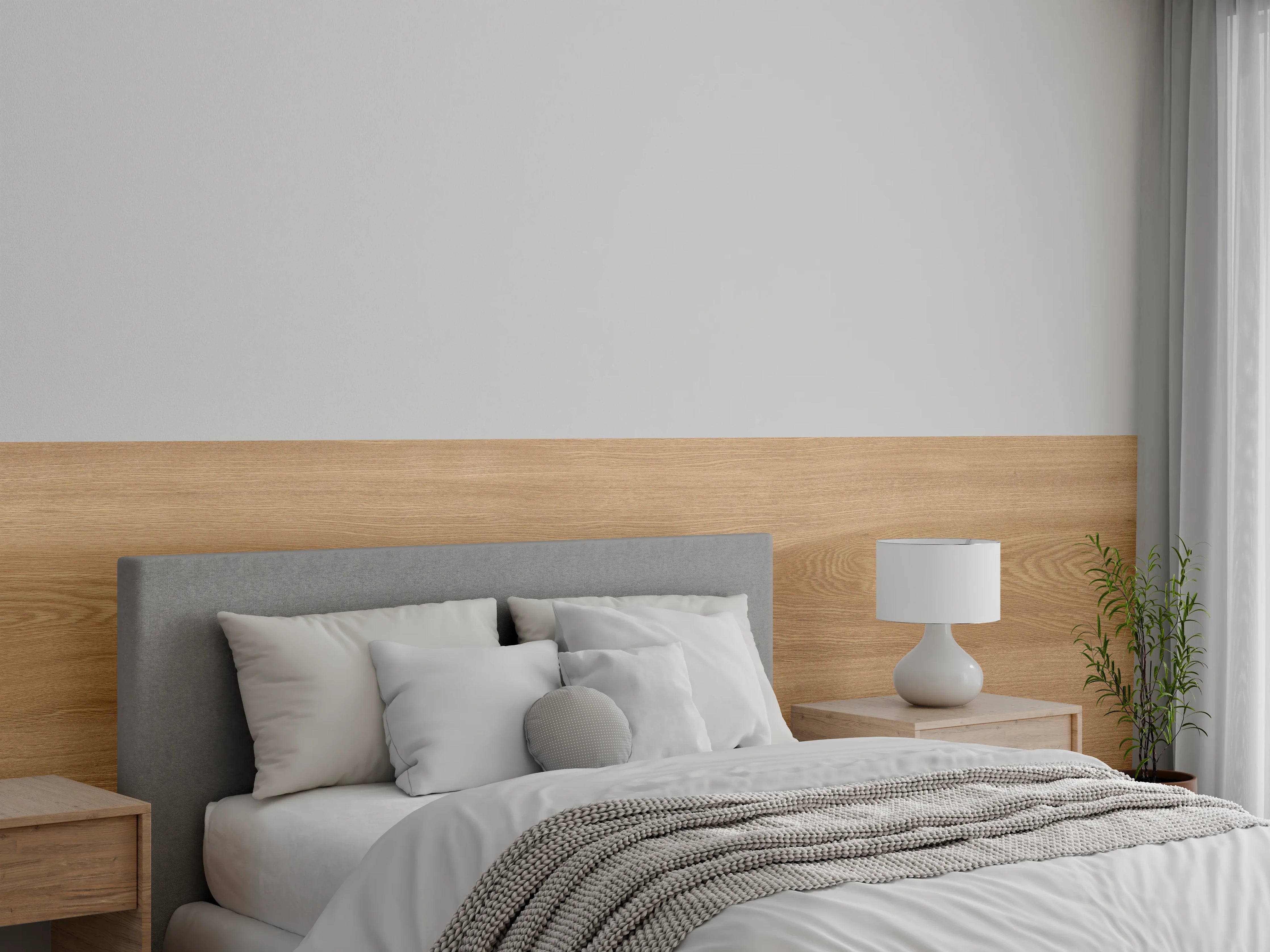 Wandverkleidung Schlafzimmer - Braunes Holzfliesen Muster
