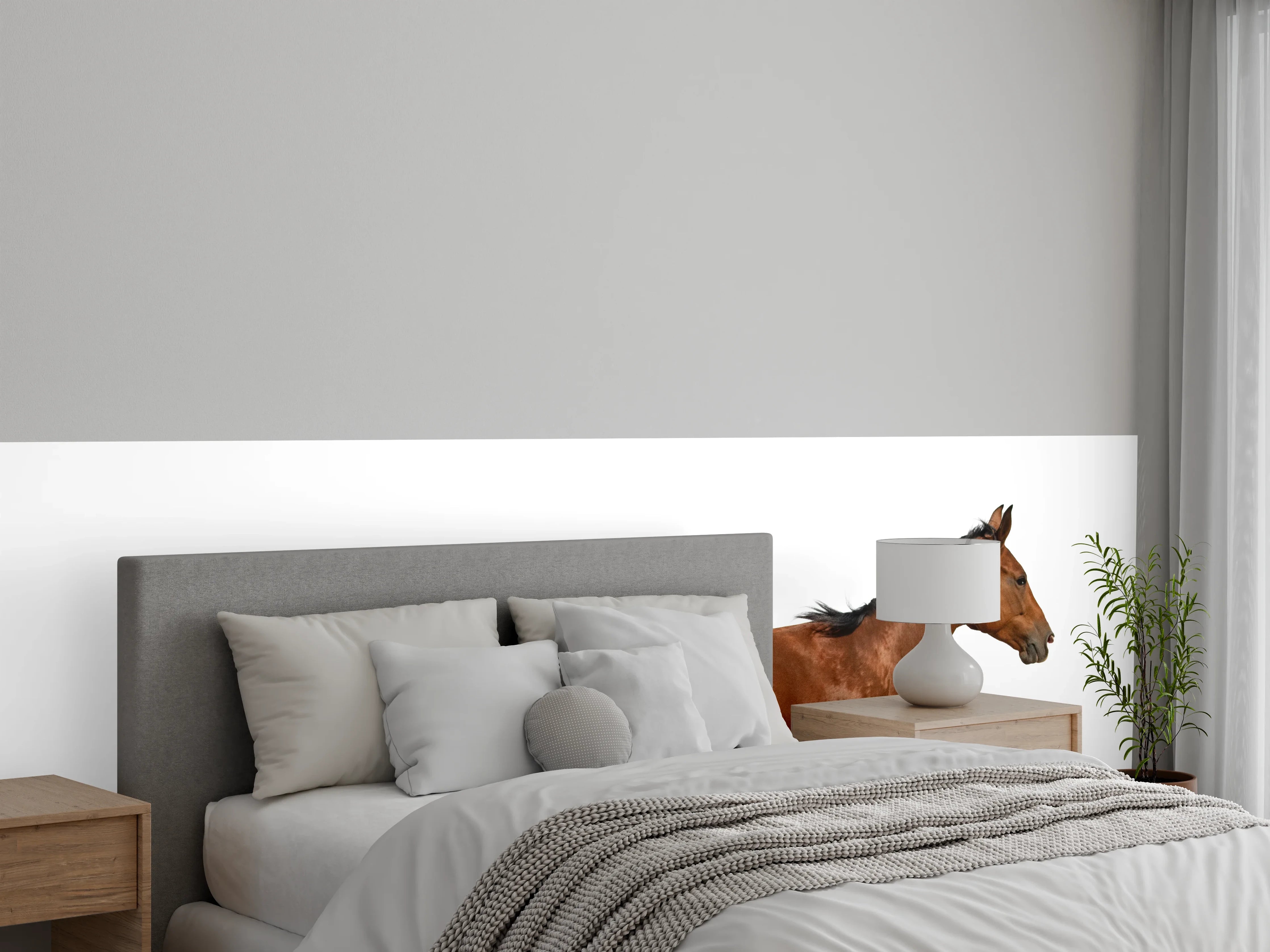 Wandverkleidung Schlafzimmer - Braunes Pferd galoppiert durch den Sand