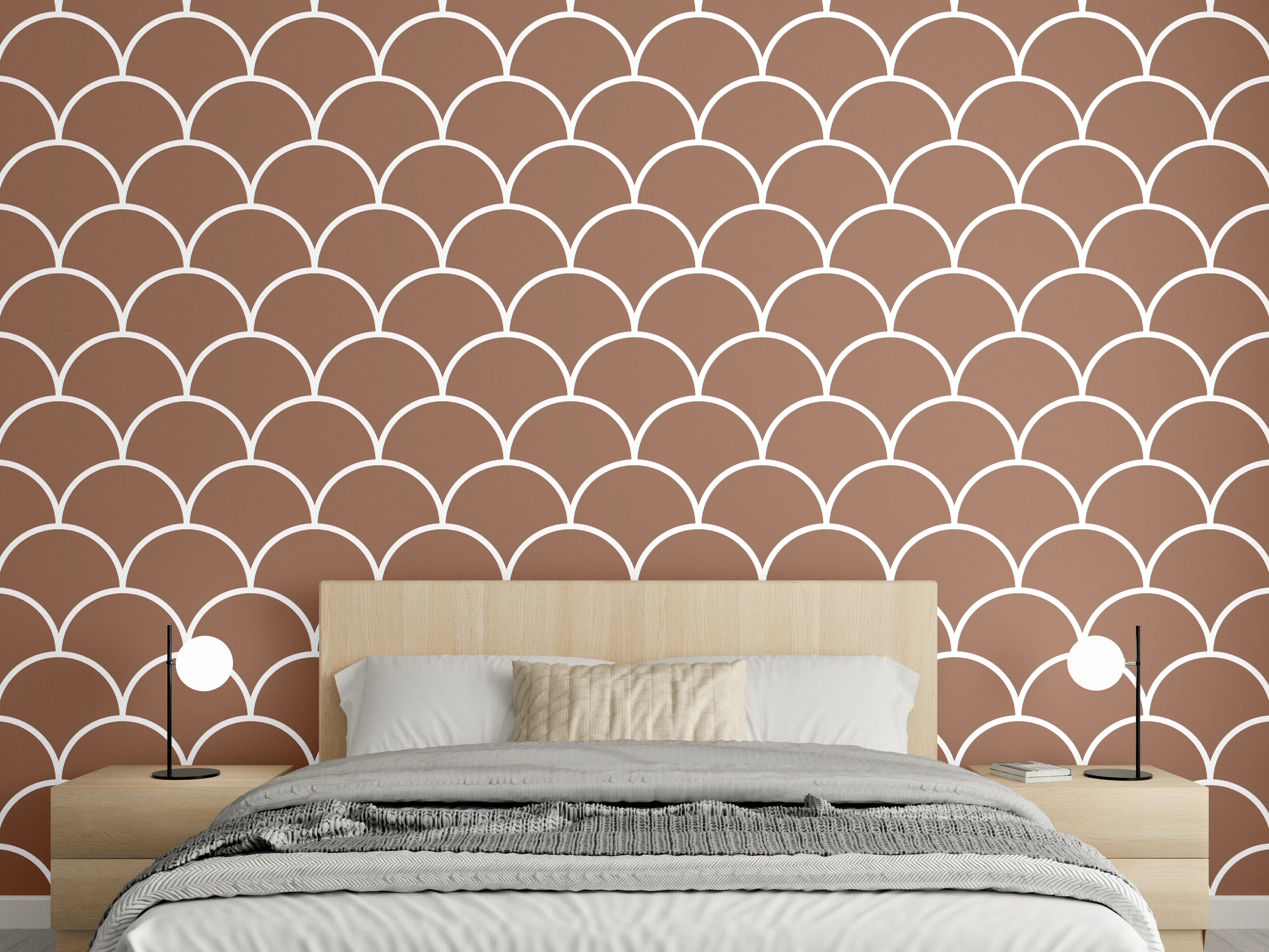 Wandverkleidung Schlafzimmer - Braunes Schuppenmuster Wanddekor modern