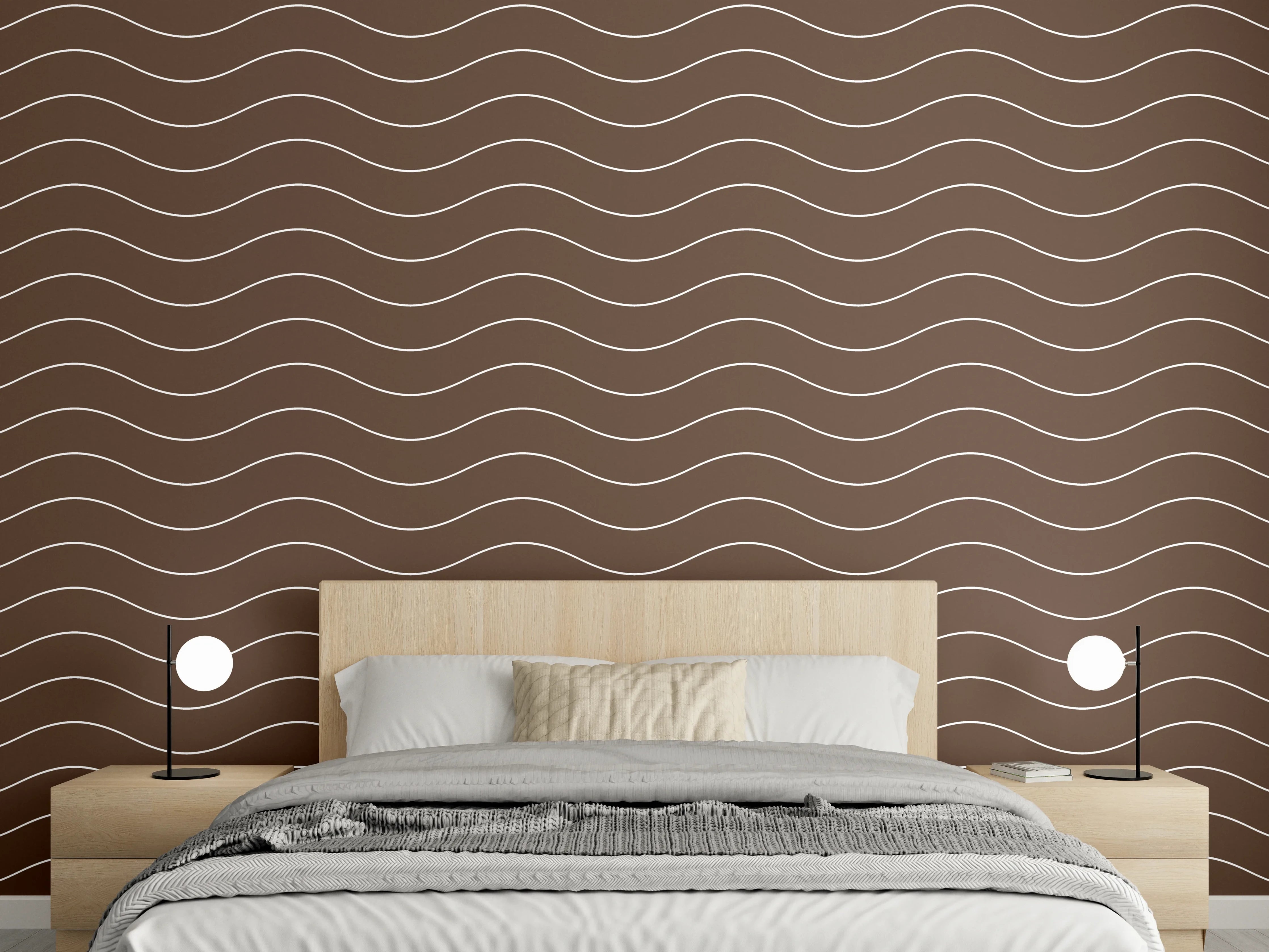 Wandverkleidung Schlafzimmer - Braunes Wellenmuster für moderne Wände