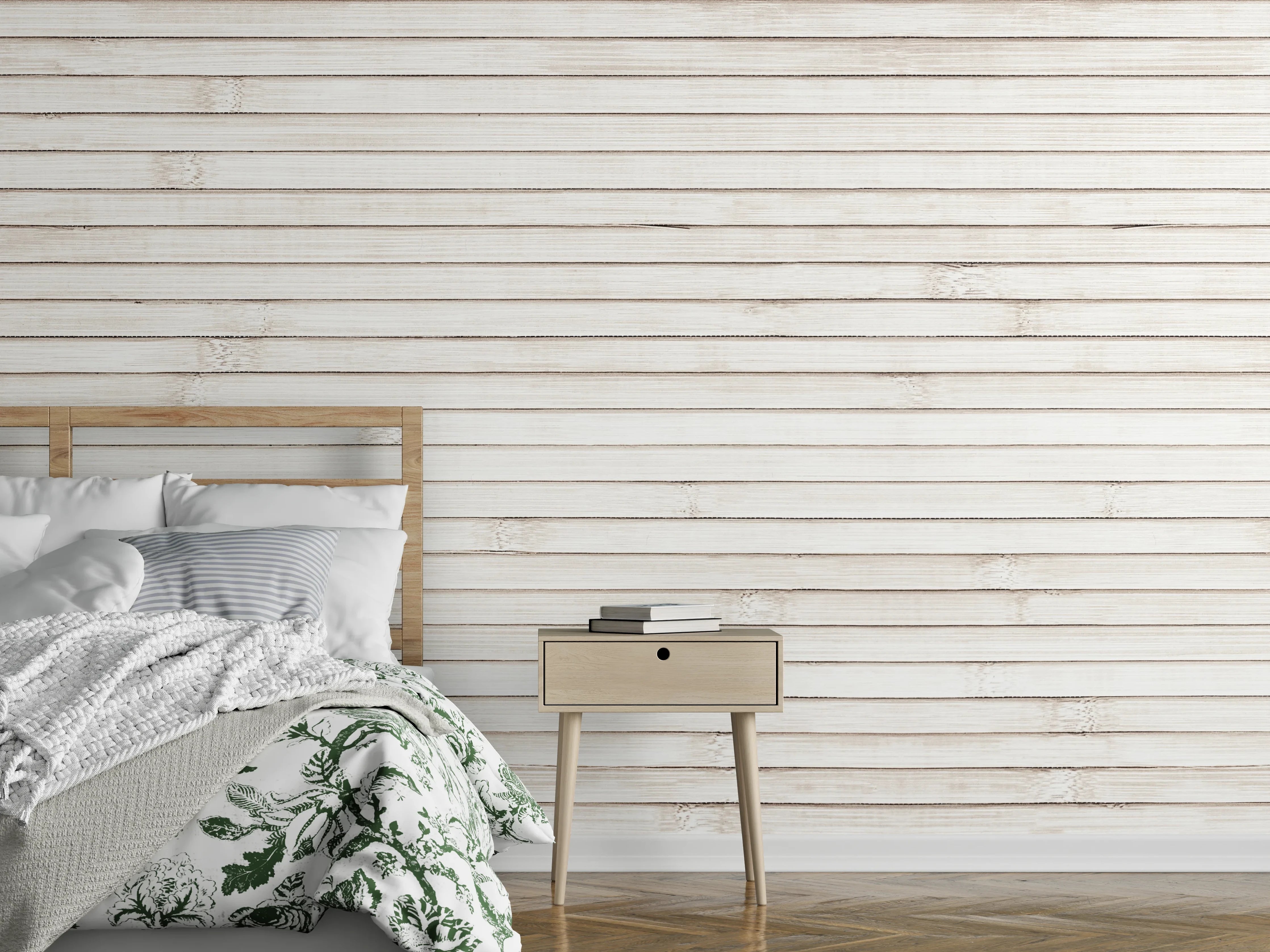 Wandverkleidung Schlafzimmer - Breite natürliche Bambusdielen