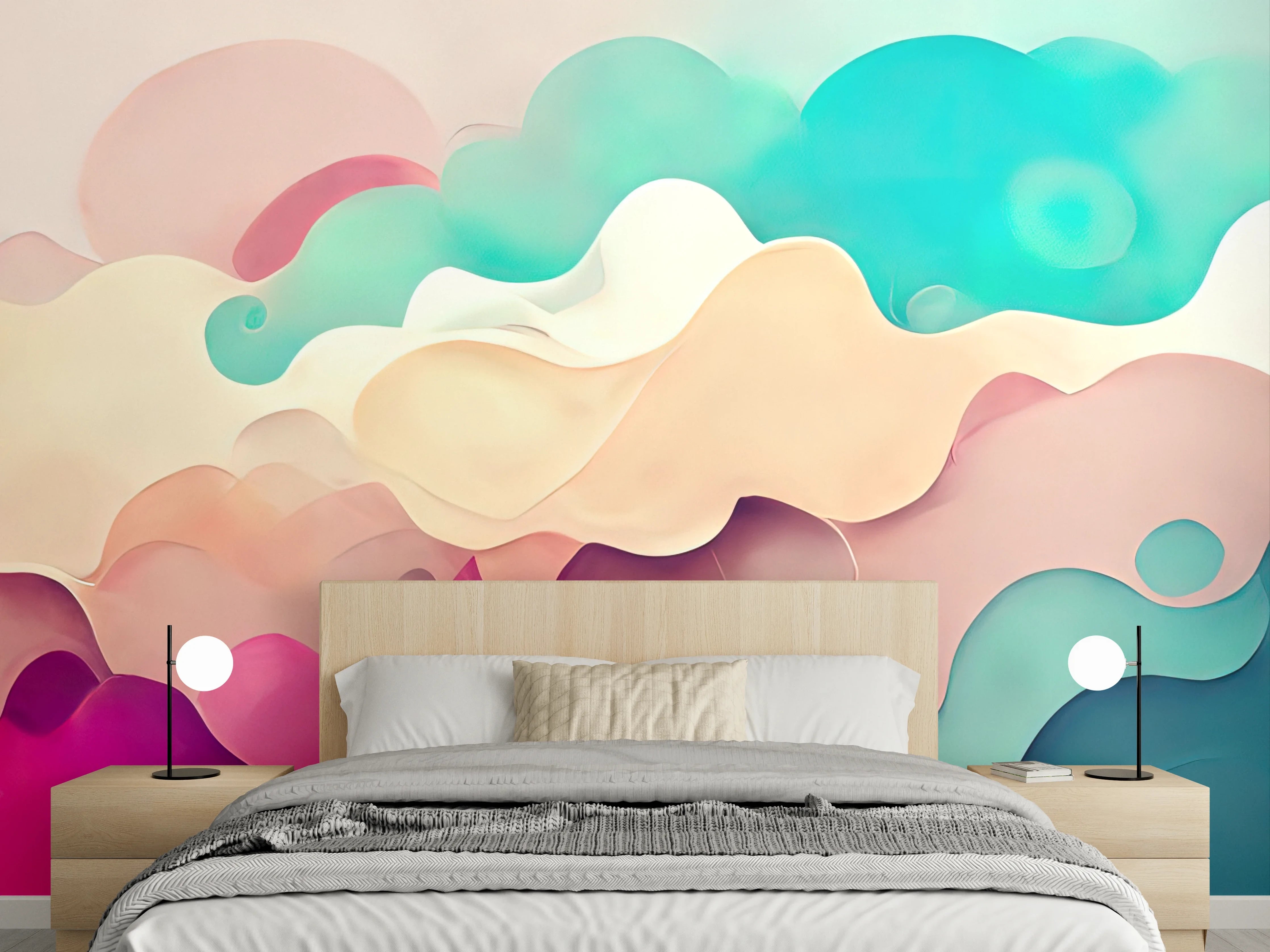 Wandverkleidung Schlafzimmer - Bunte Abstrakte Wolkenmalerei