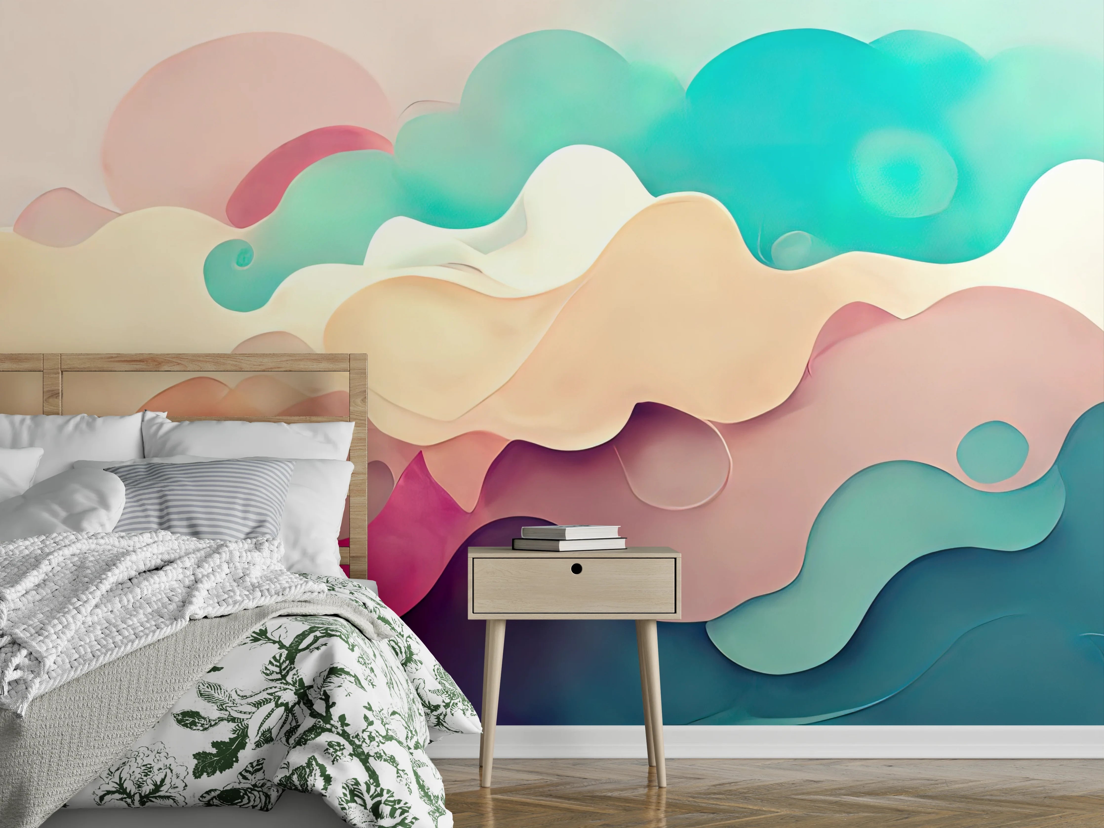 Wandverkleidung Schlafzimmer - Bunte Abstrakte Wolkenmalerei