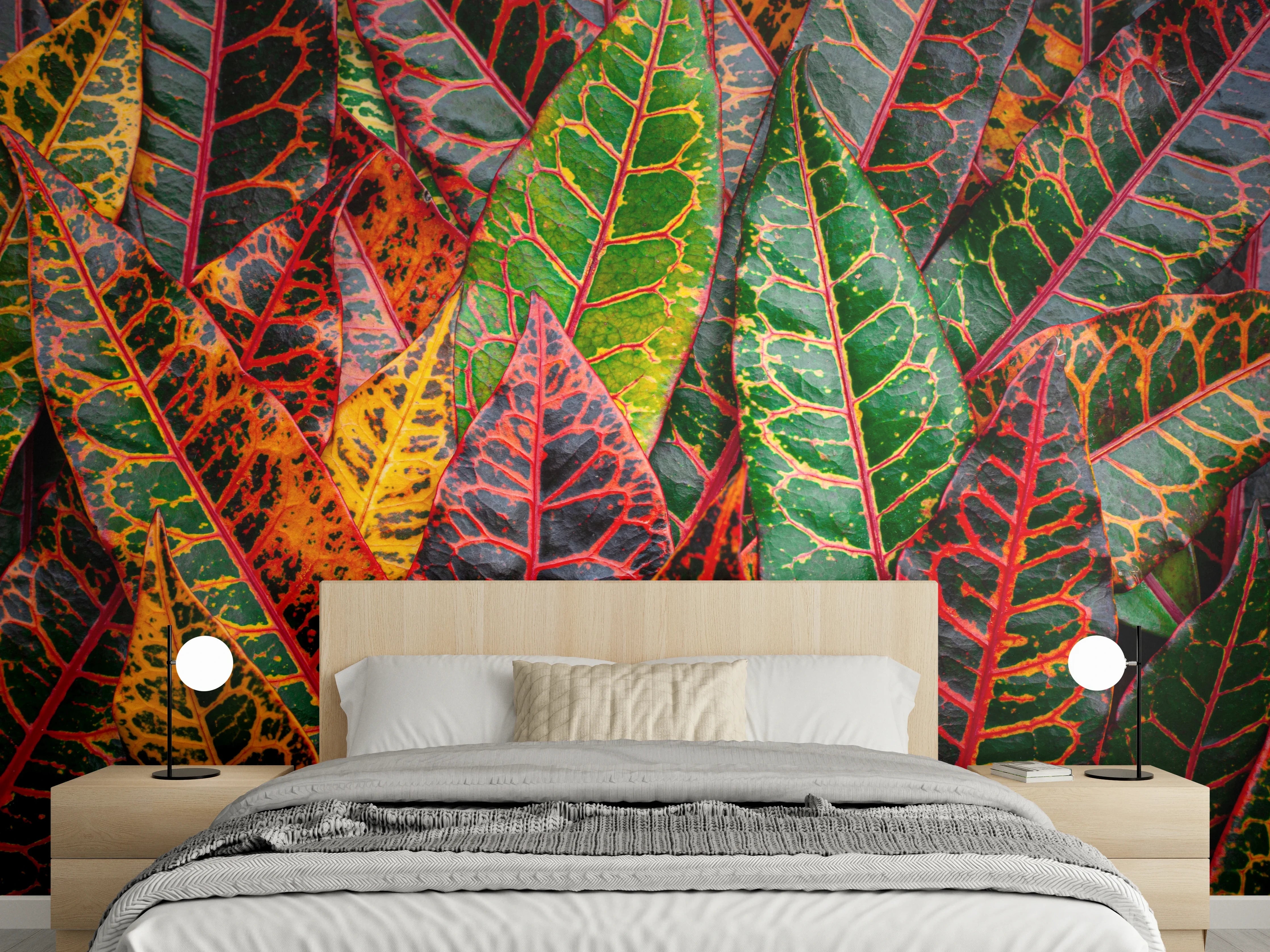 Wandverkleidung Schlafzimmer - Bunte Blätterstruktur in Nahaufnahme