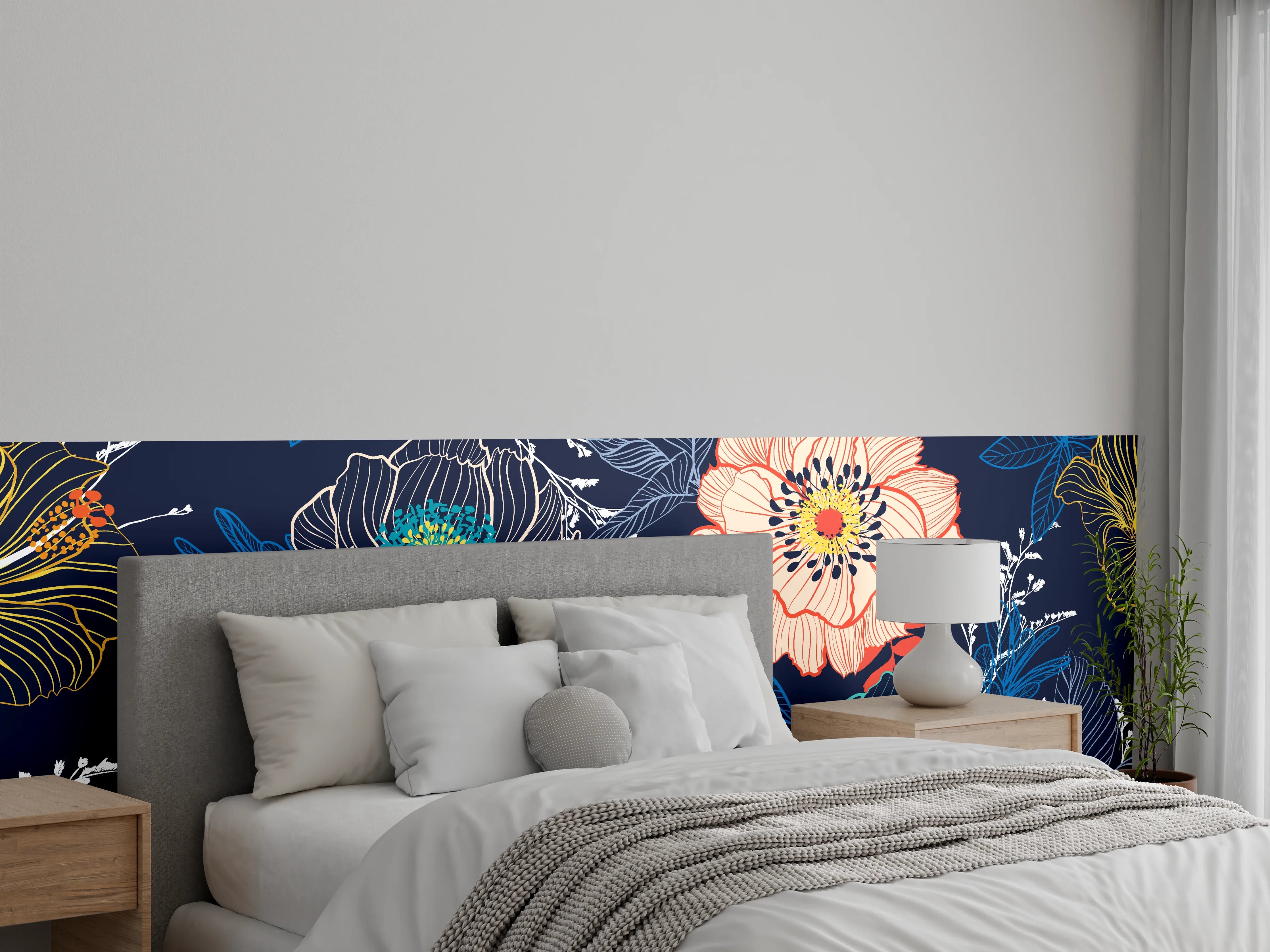 Wandverkleidung Schlafzimmer - Bunte Blumenkunst