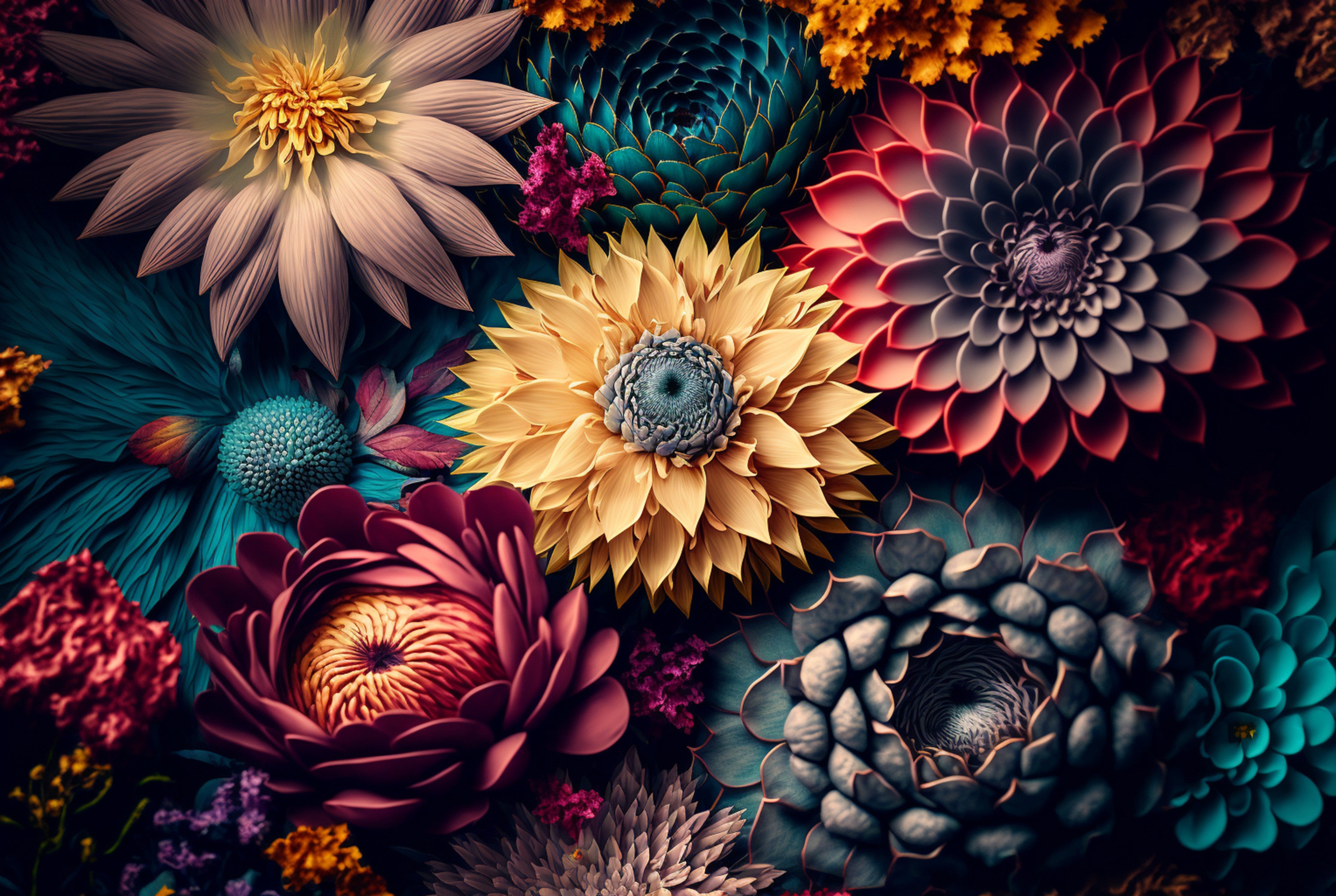 Wandverkleidung Schlafzimmer-Bunte Blumenpracht: Moderne Blütenkunst