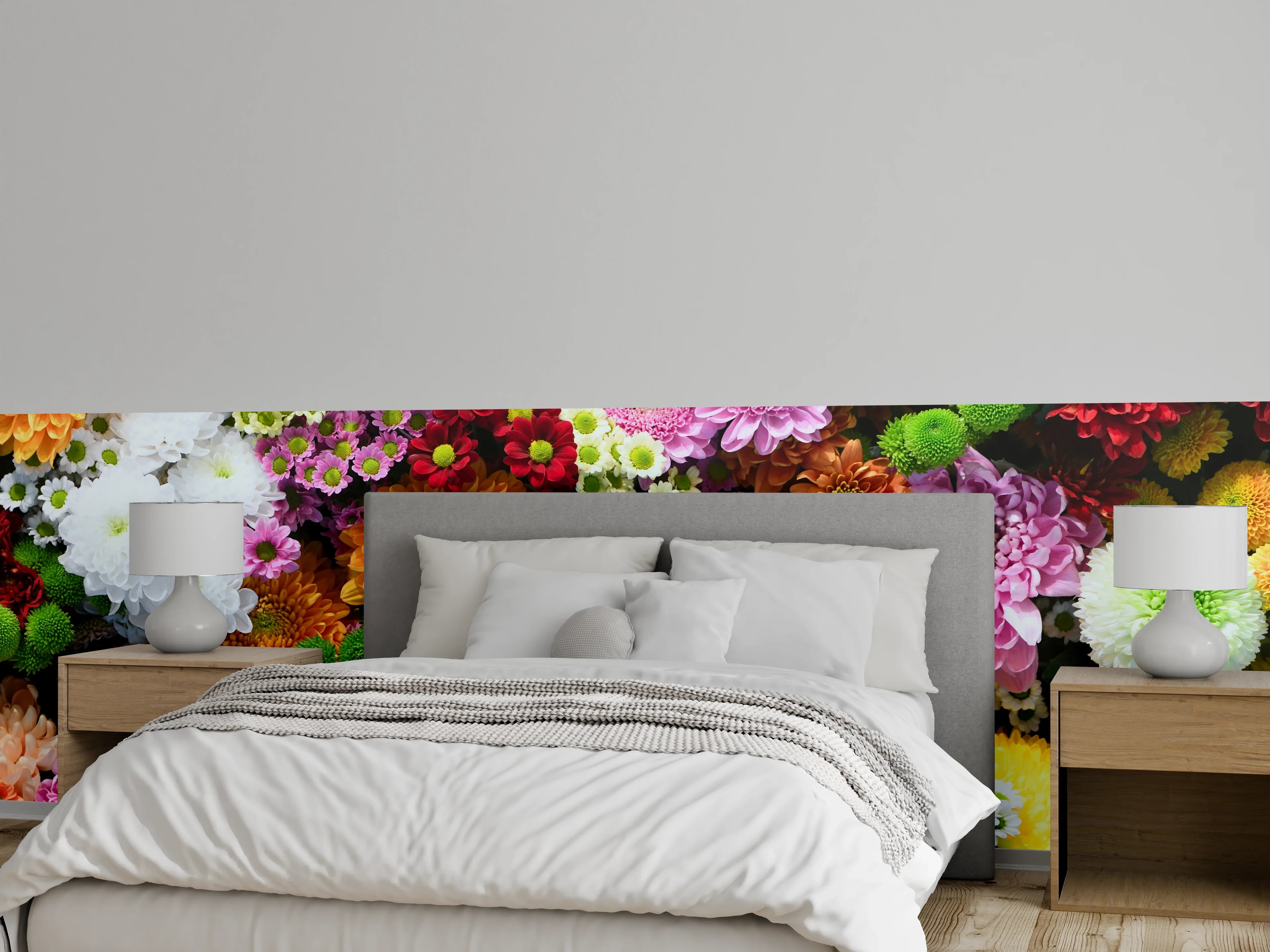 Wandverkleidung Schlafzimmer - Bunte Blumenvielfalt für die Wand