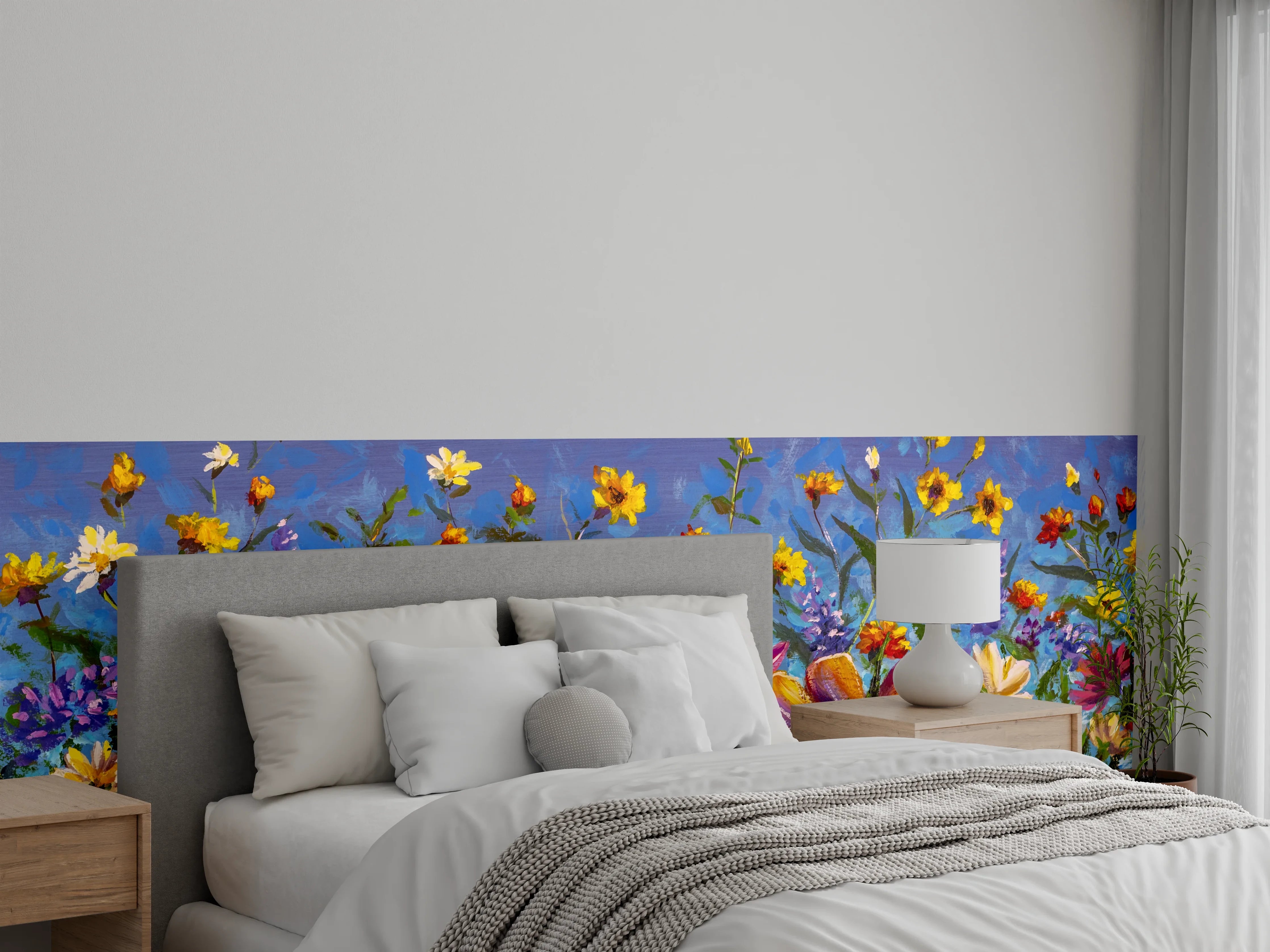 Wandverkleidung Schlafzimmer - Bunte Blumenwiese Malerei Poster
