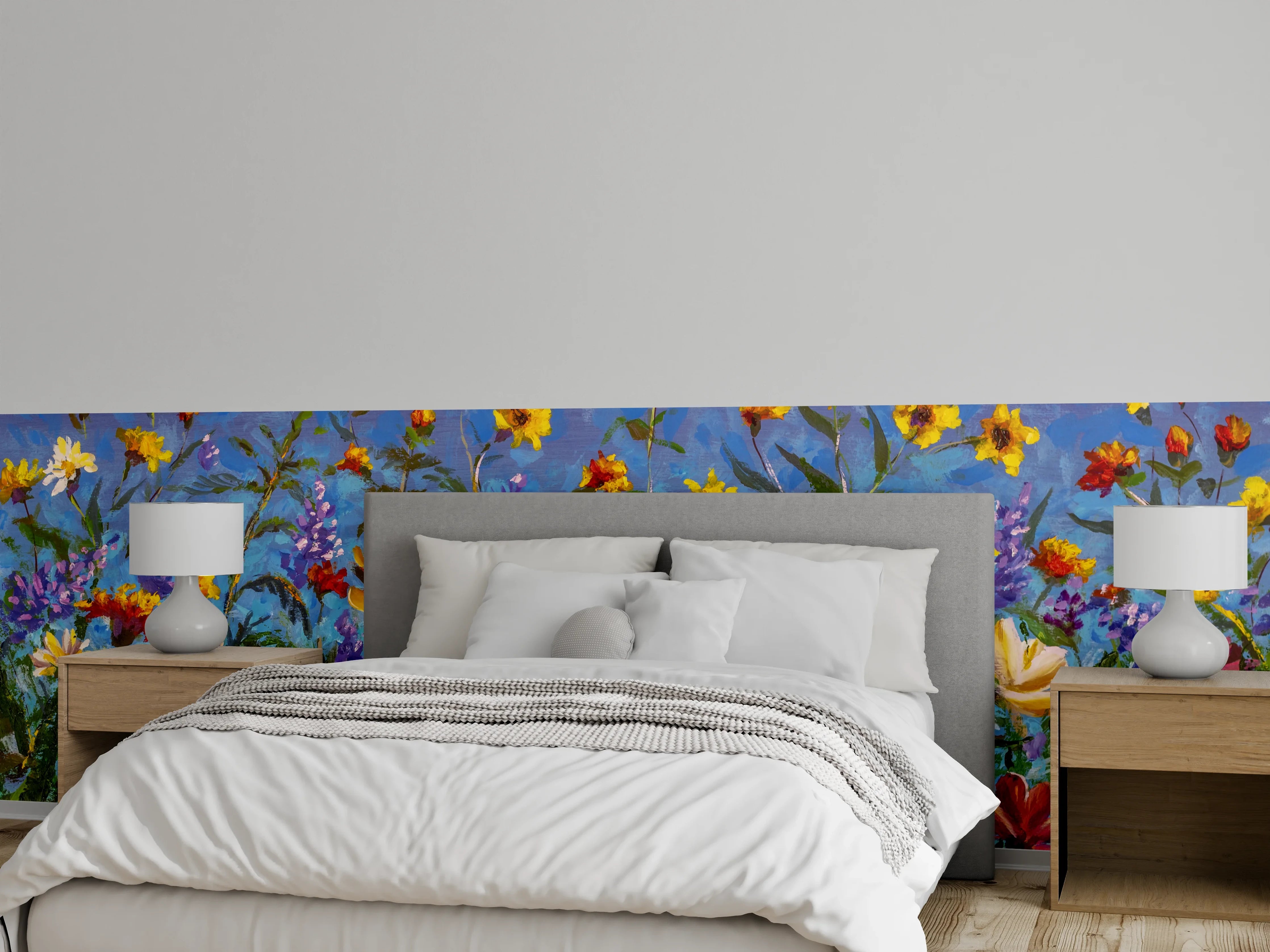 Wandverkleidung Schlafzimmer - Bunte Blumenwiese Malerei Poster