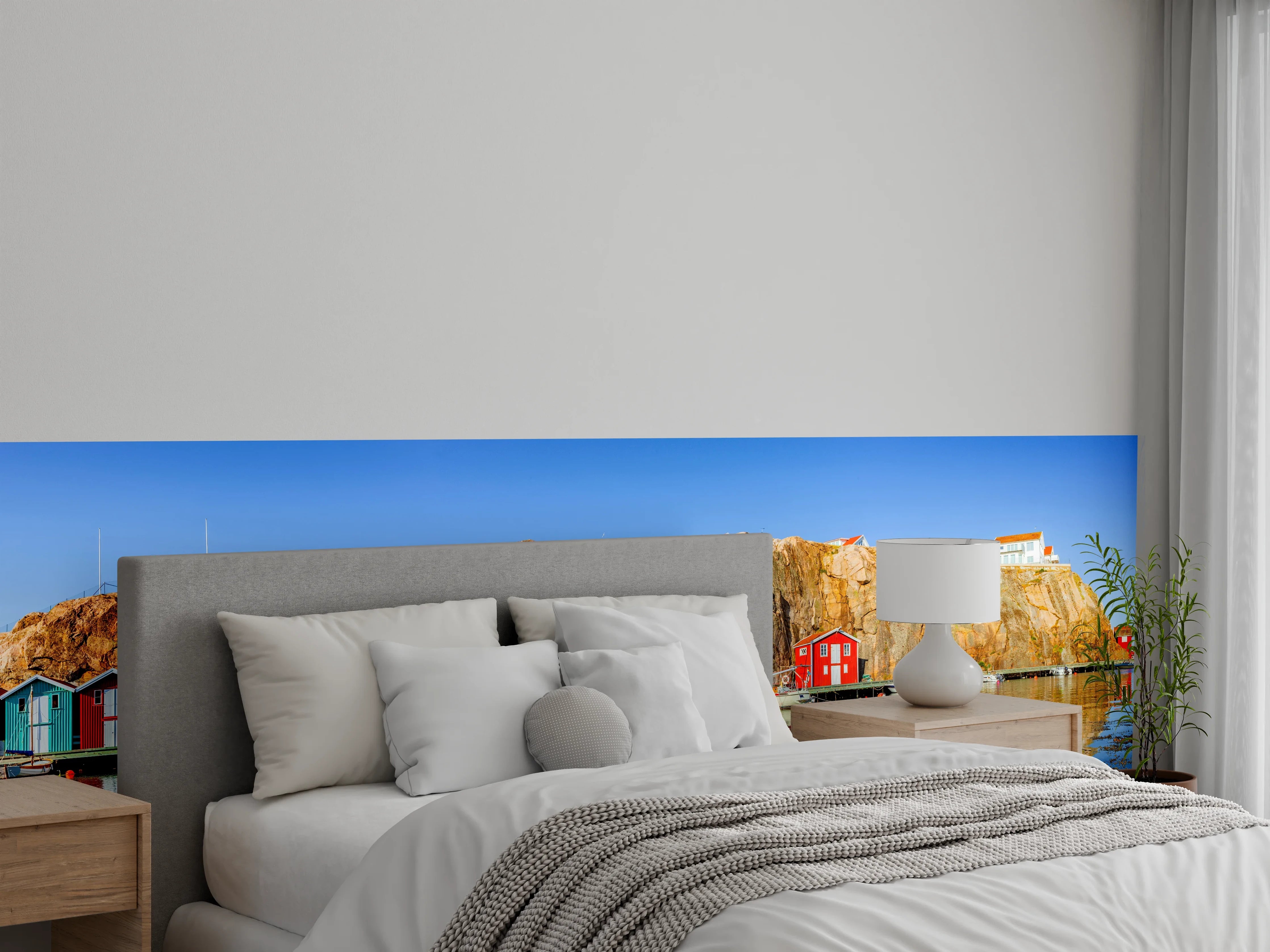 Wandverkleidung Schlafzimmer - Bunte Fischerhäuser in Schweden