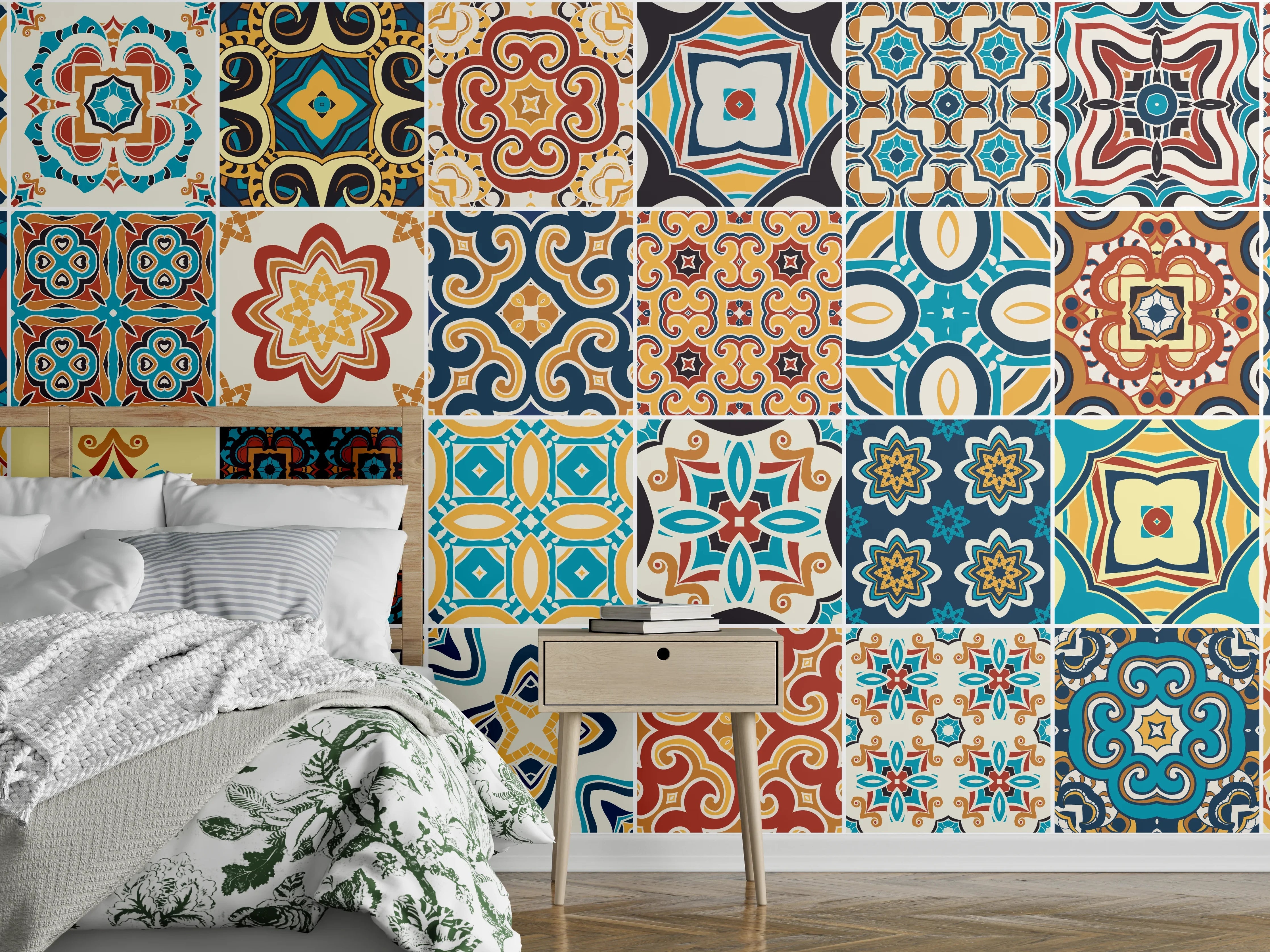 Wandverkleidung Schlafzimmer - Bunte Fliesen Mosaik Designs