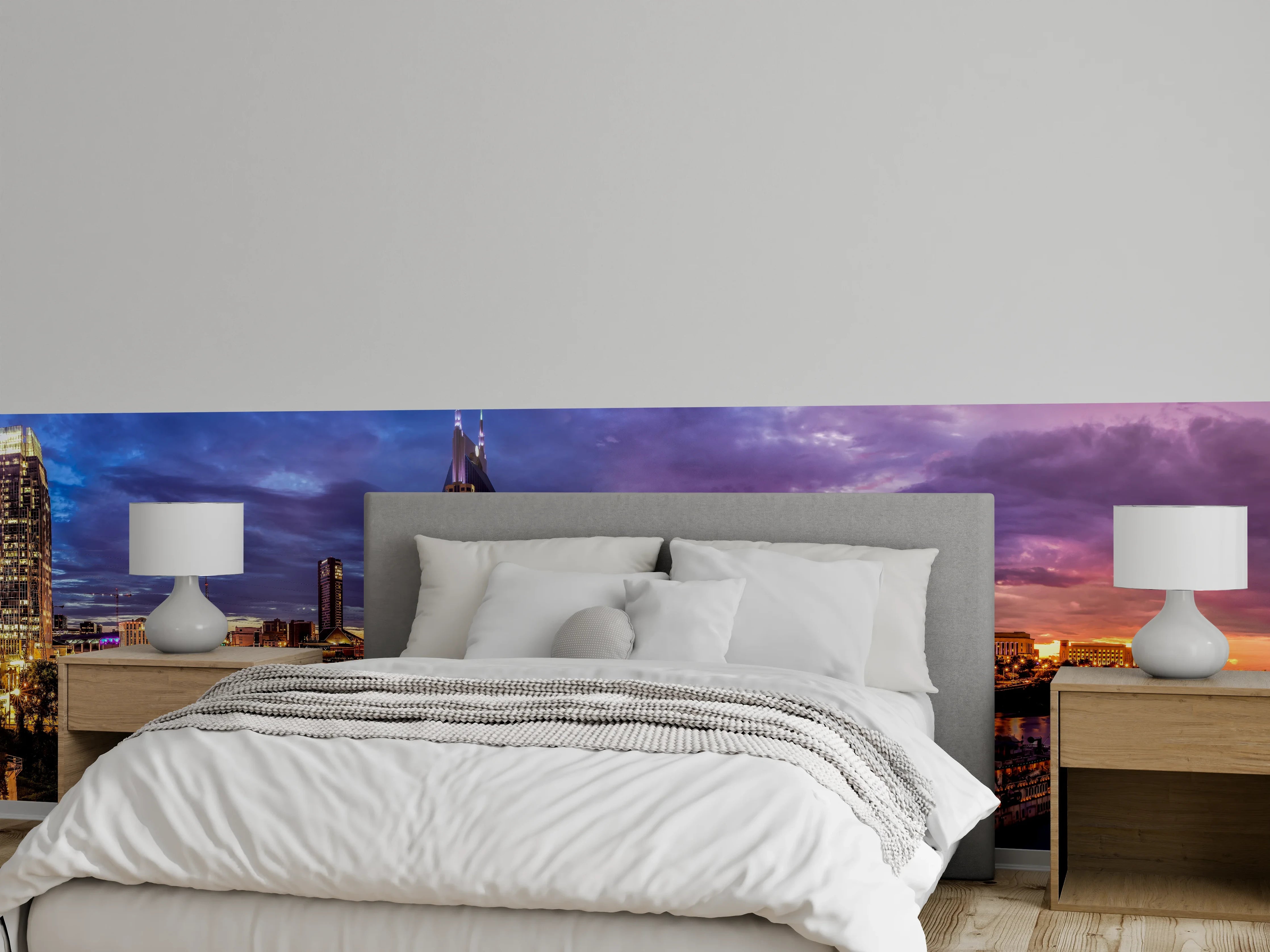 Wandverkleidung Schlafzimmer - Bunte Skyline von Nashville