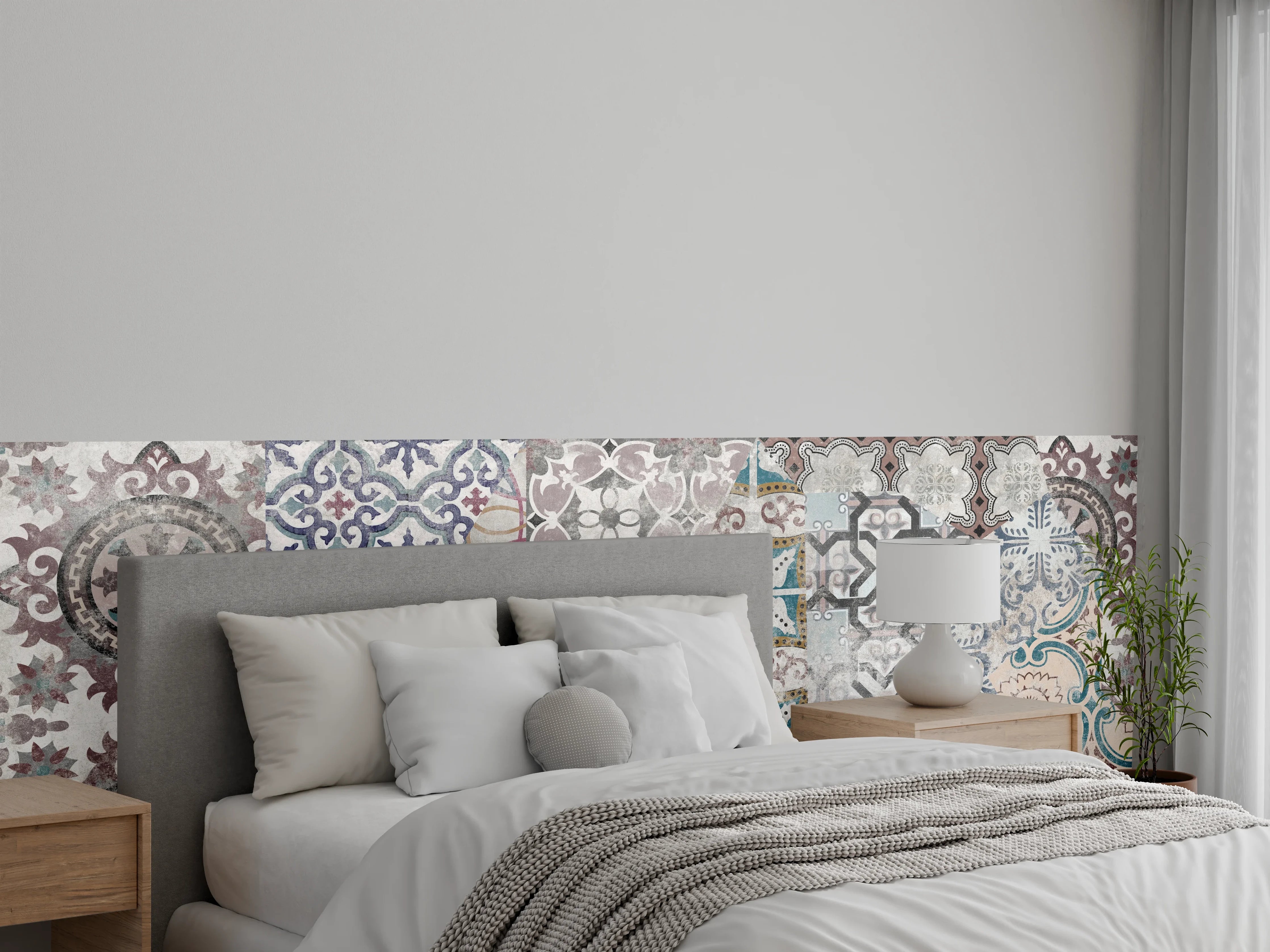 Wandverkleidung Schlafzimmer - Bunte alte Retro-Wand Fliesen