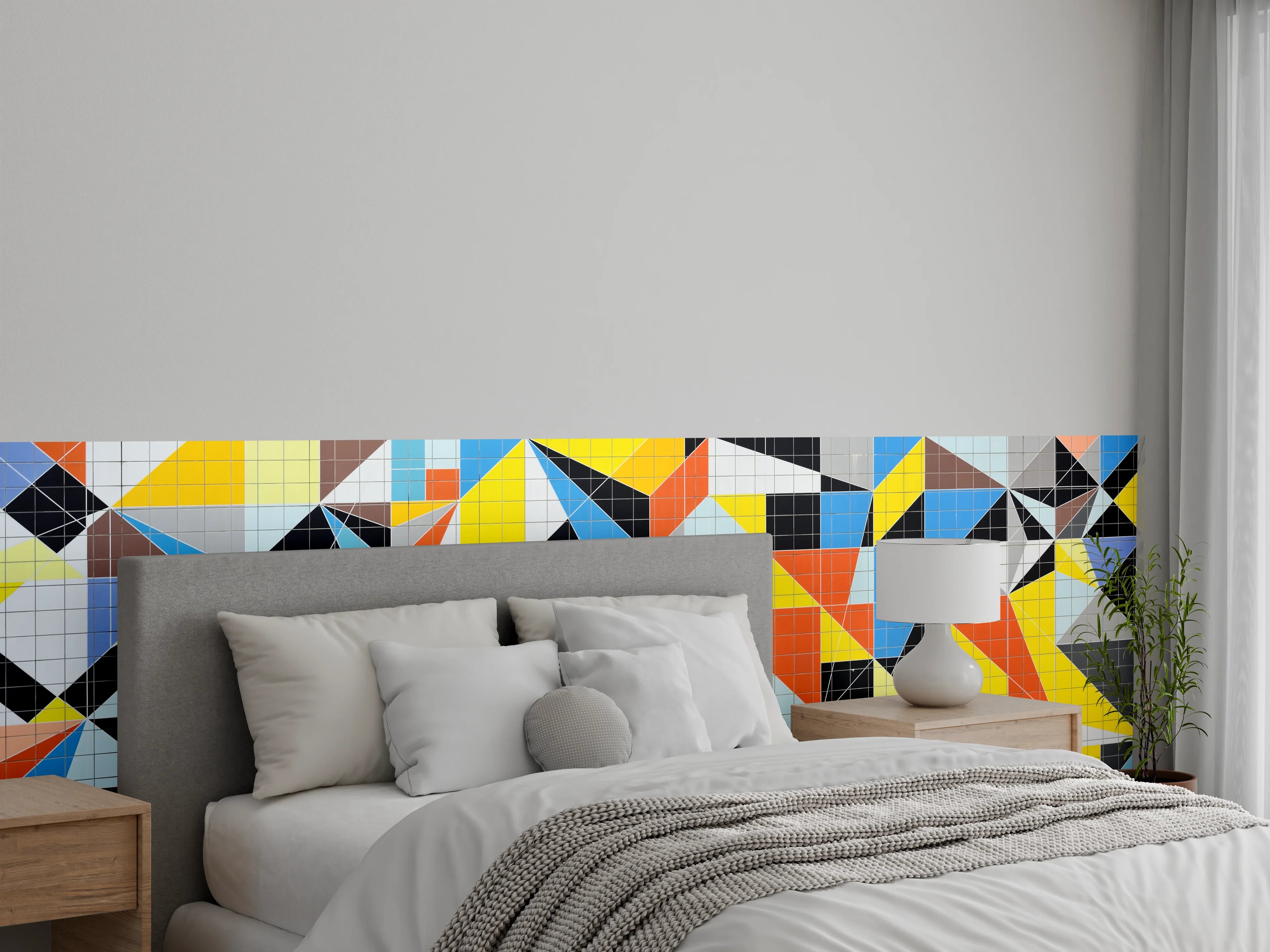 Wandverkleidung Schlafzimmer - Bunte geometrische Struktur im modernem Stil